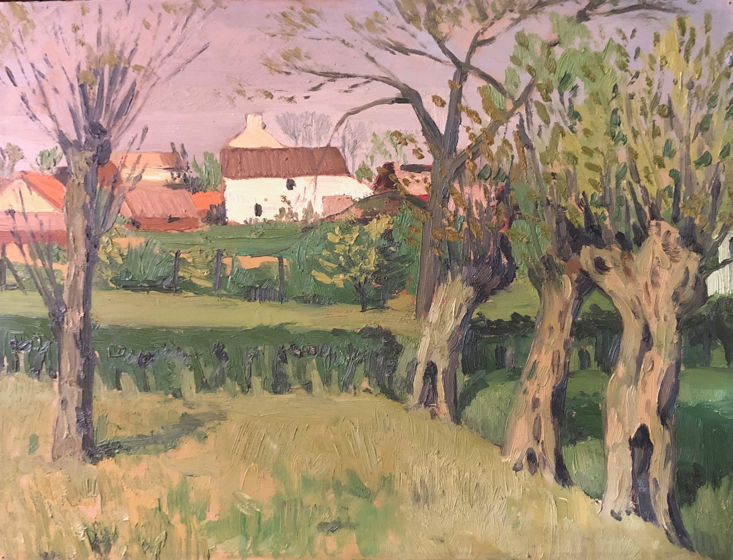 Bocage, huile sur panneau de Robert Thisens, 30 x 40 cm