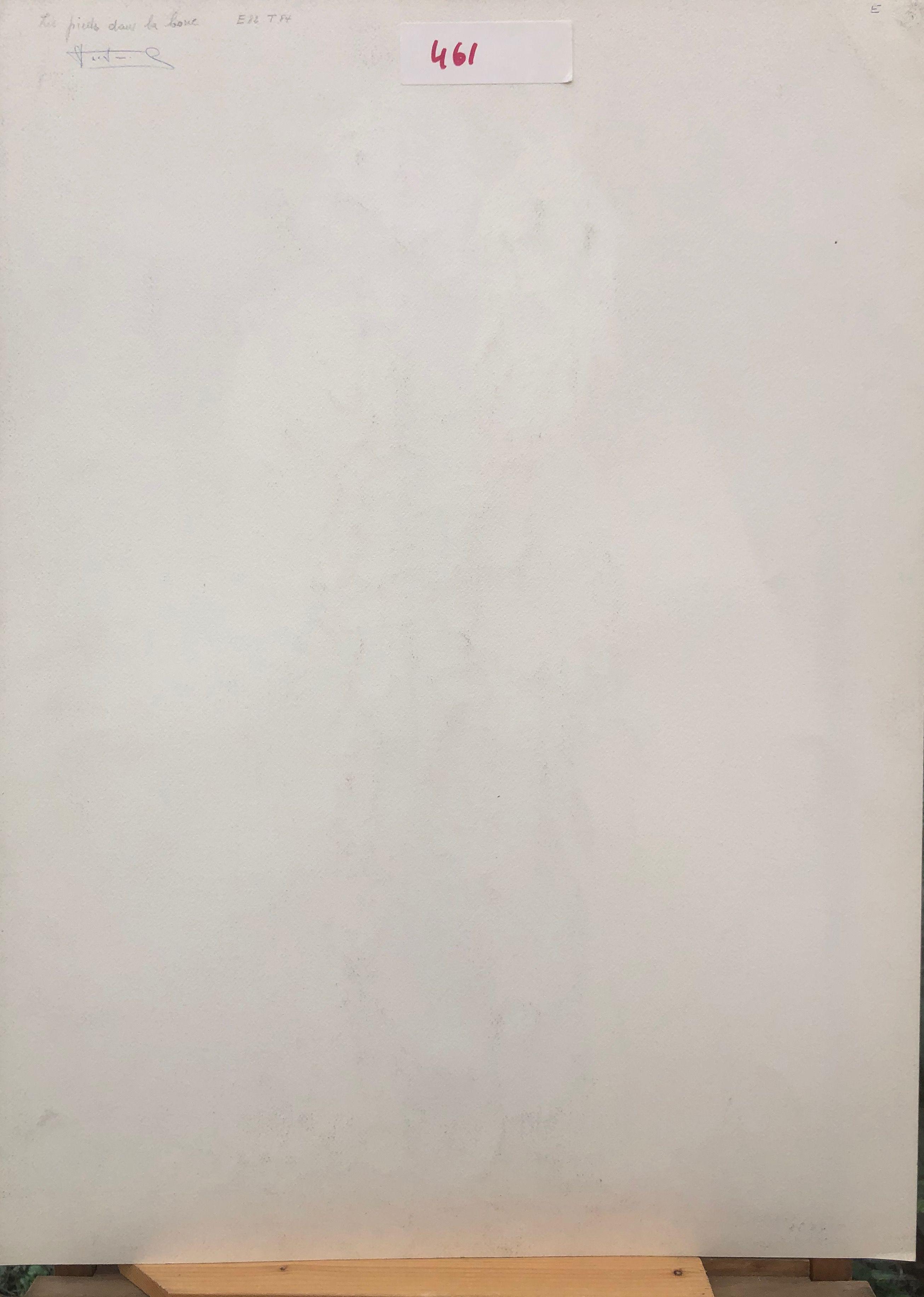 Les pieds dans la boue, crayon et pastel gras sur carton de Robert Thisens, 55 x 73 cm — vue 2