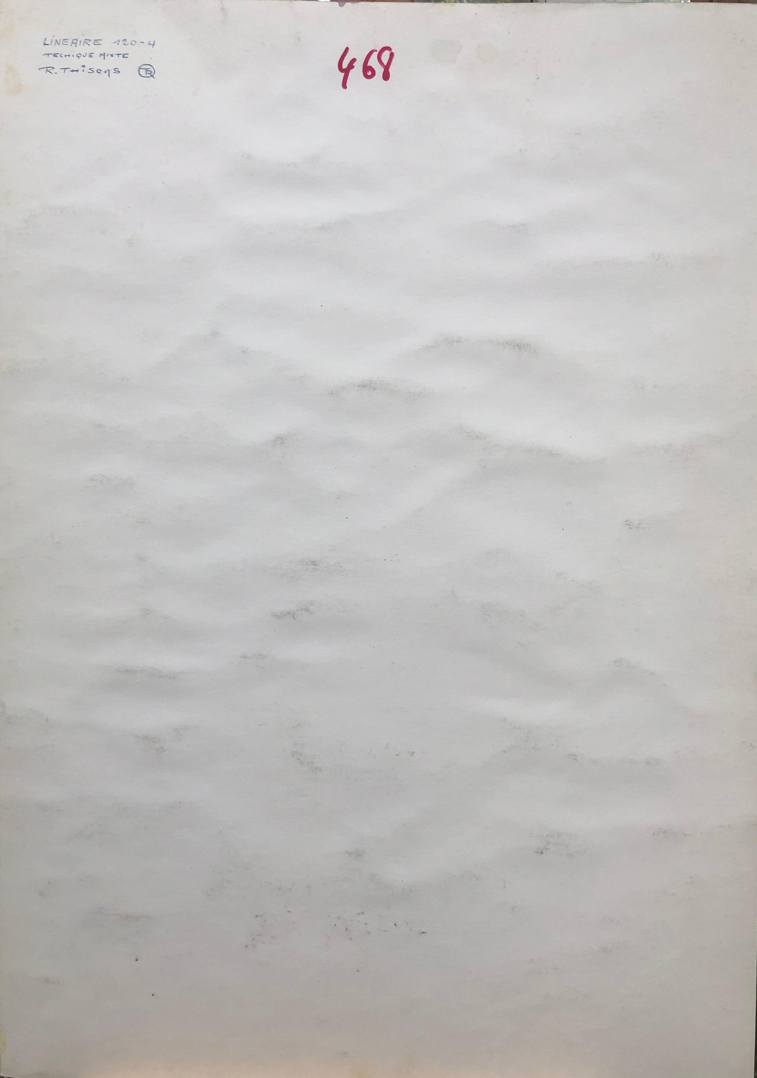 Linéaire, crayon et acrylique sur carton de Robert Thisens, 50 x 70 cm