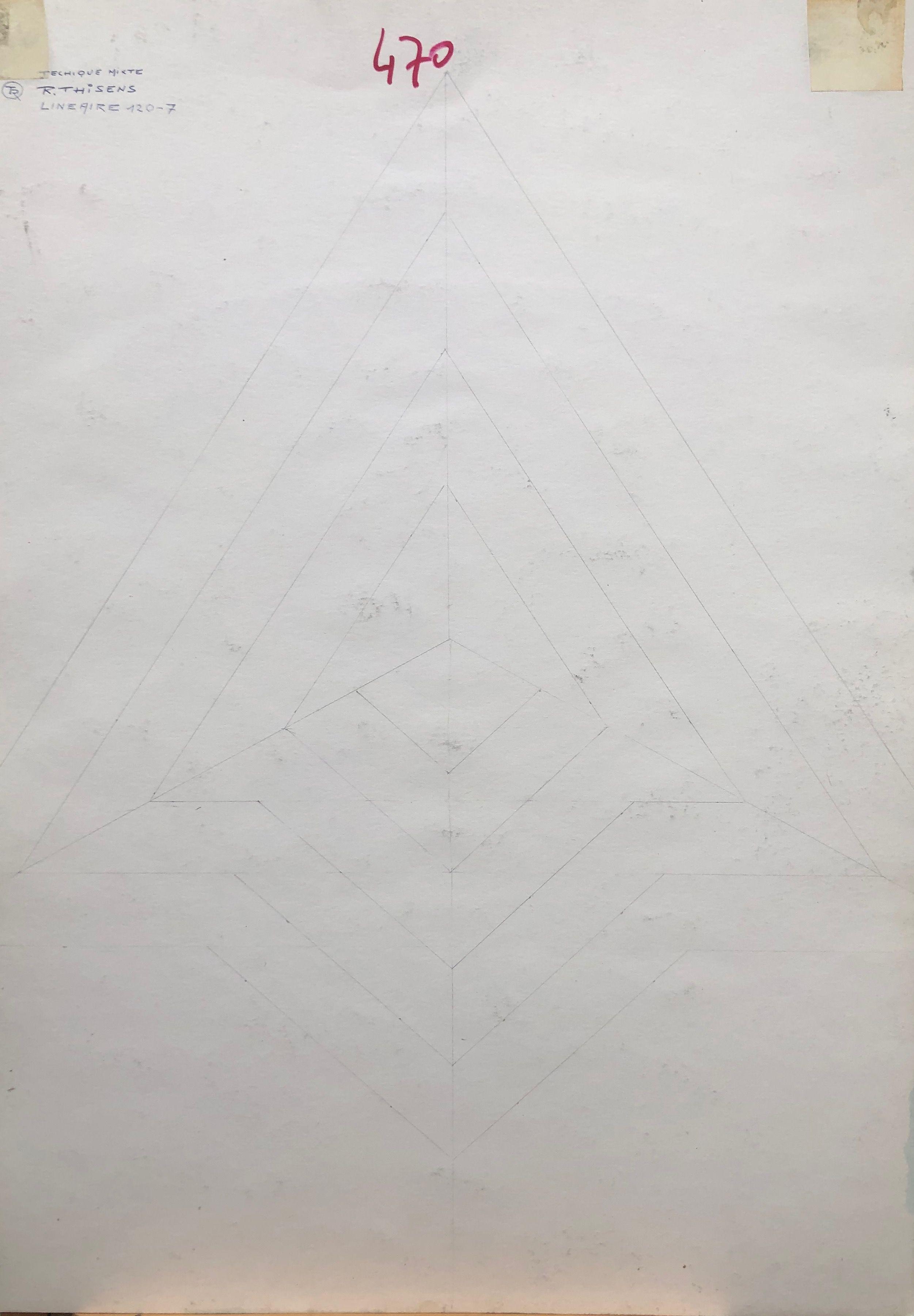 Linéaire, crayon et acrylique sur carton de Robert Thisens, 50 x 70 cm — vue 2