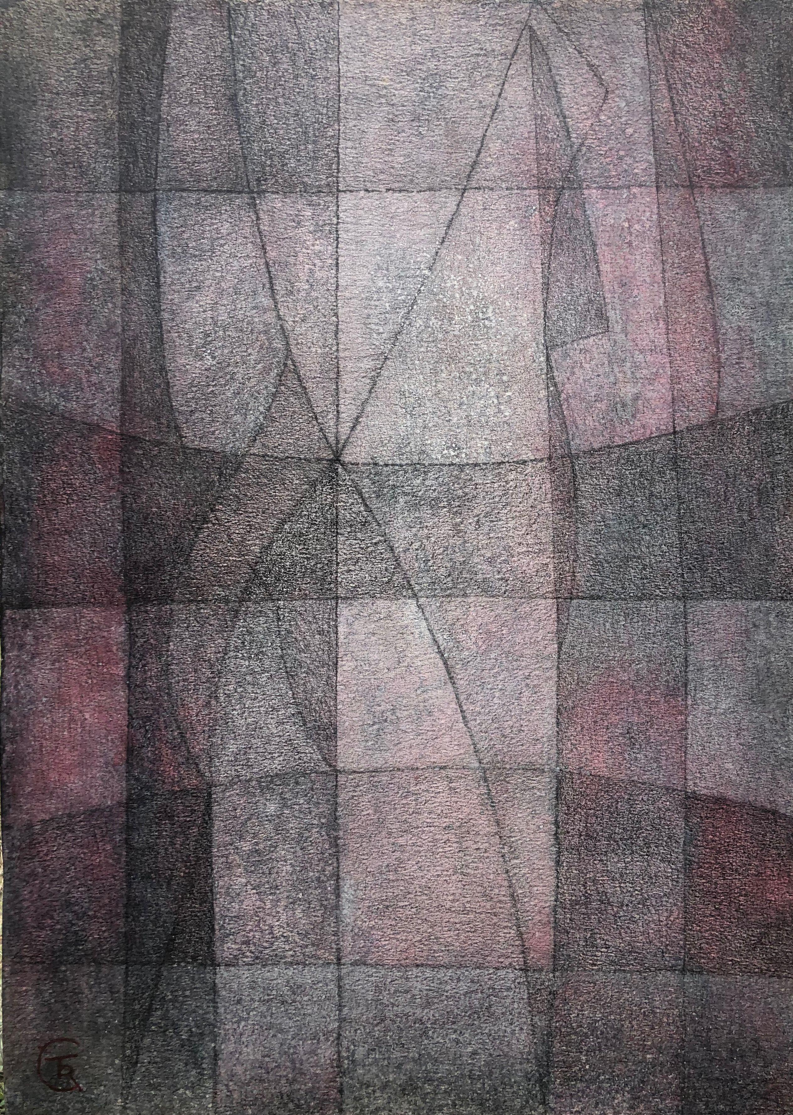 Lineaire integration, crayon et acrylique sur carton de Robert Thisens, 50 x 70 cm — vue 2