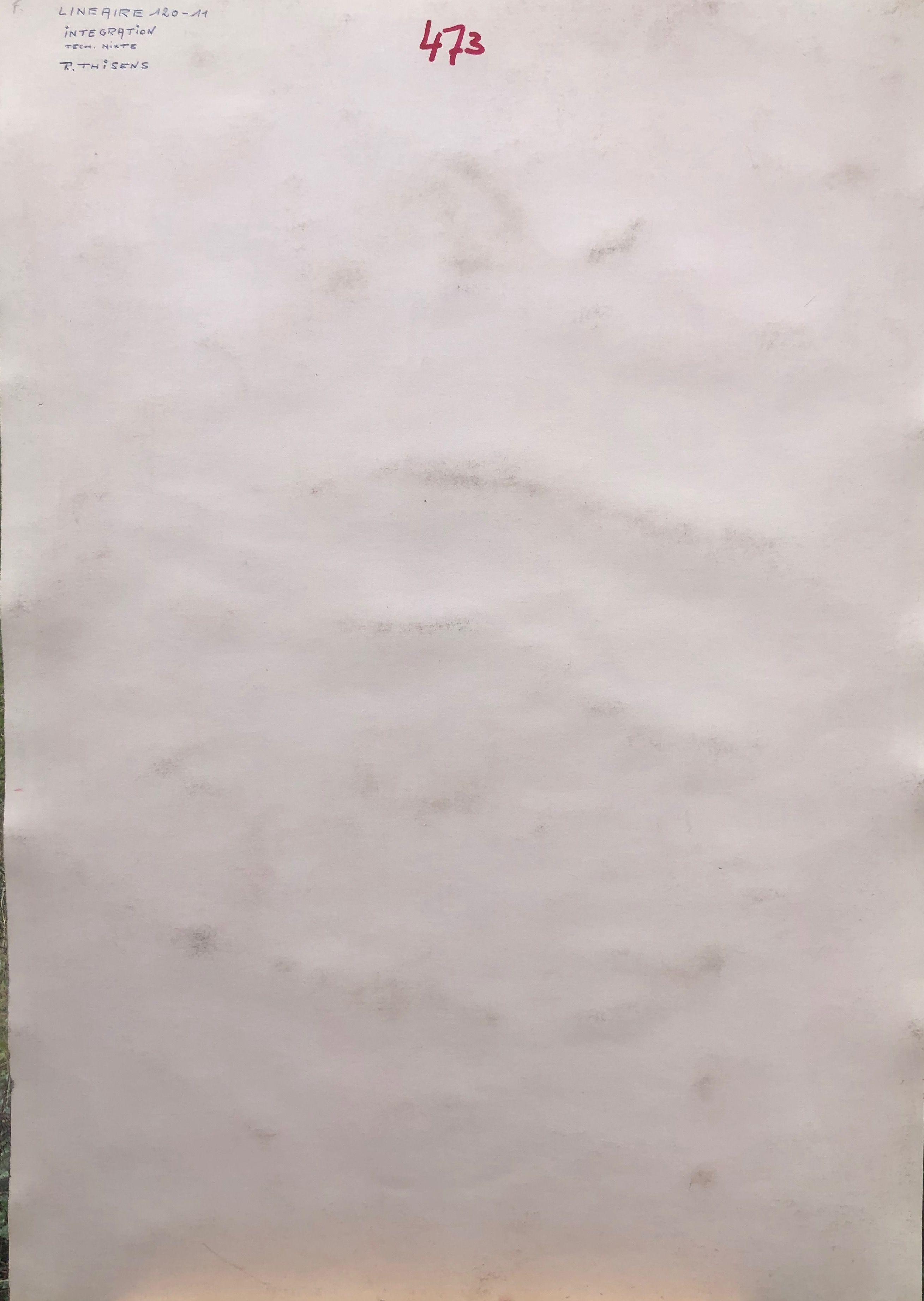 Lineaire integration, crayon et acrylique sur carton de Robert Thisens, 50 x 70 cm