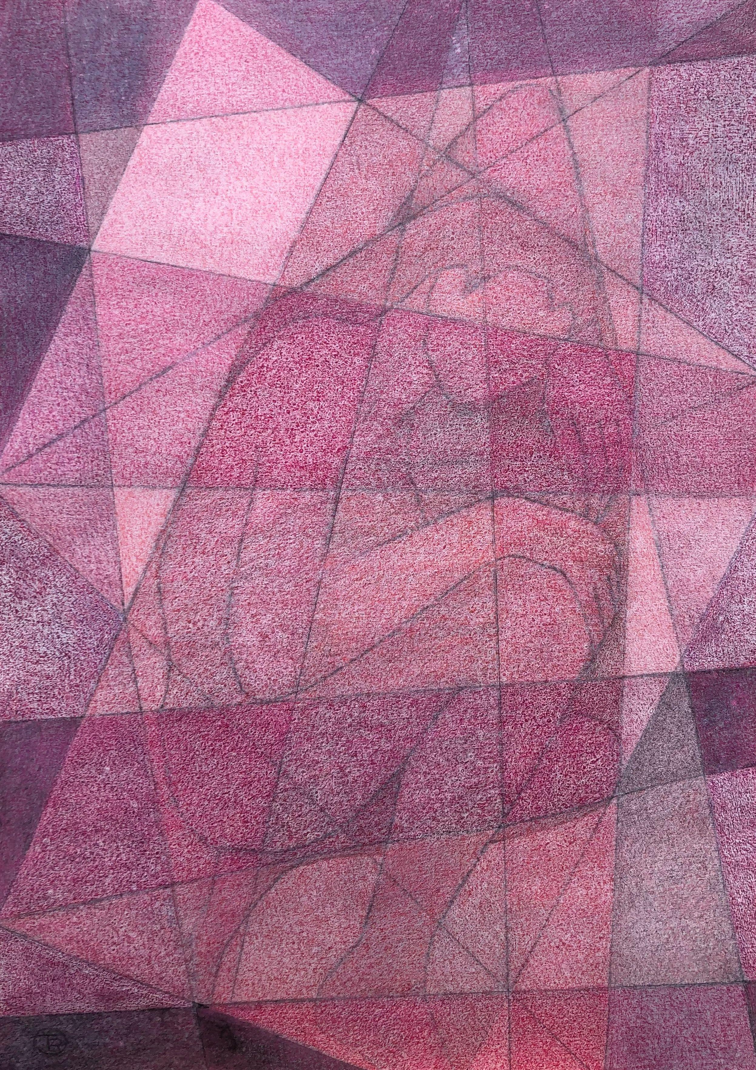 Linéaire, crayon et acrylique sur carton de Robert Thisens, 50 x 70 cm — vue 2