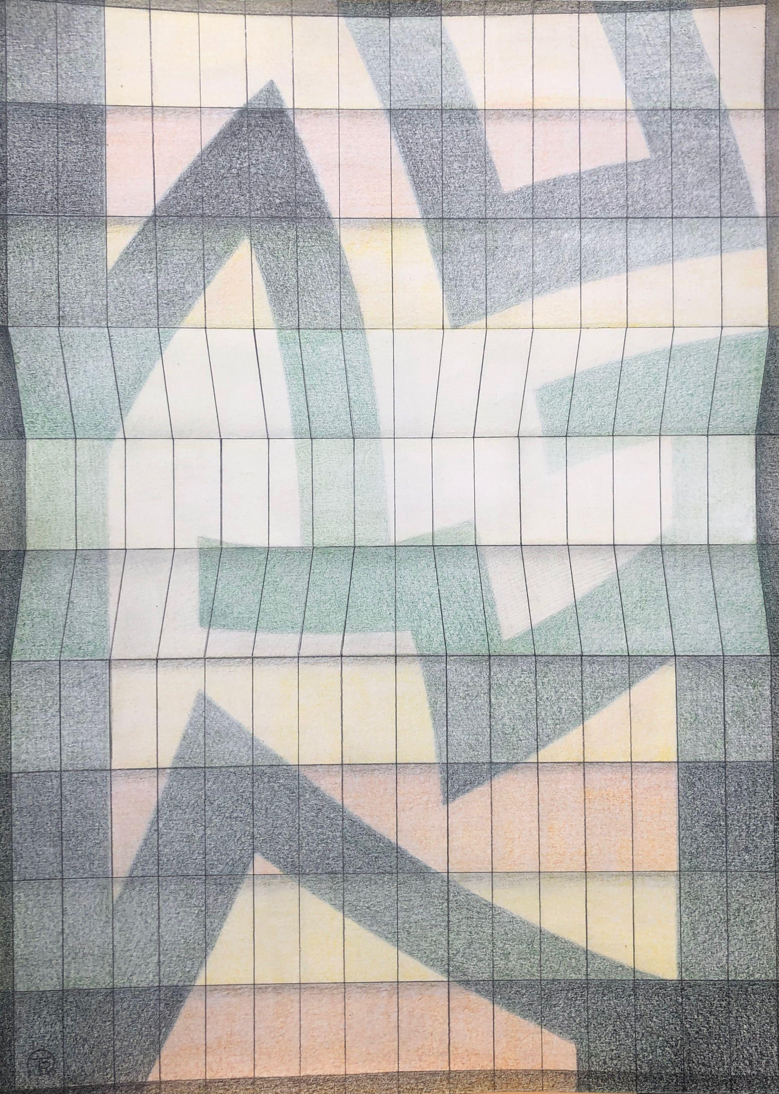 Linéaire, pastel gras sur carton de Robert Thisens, 50 x 70 cm