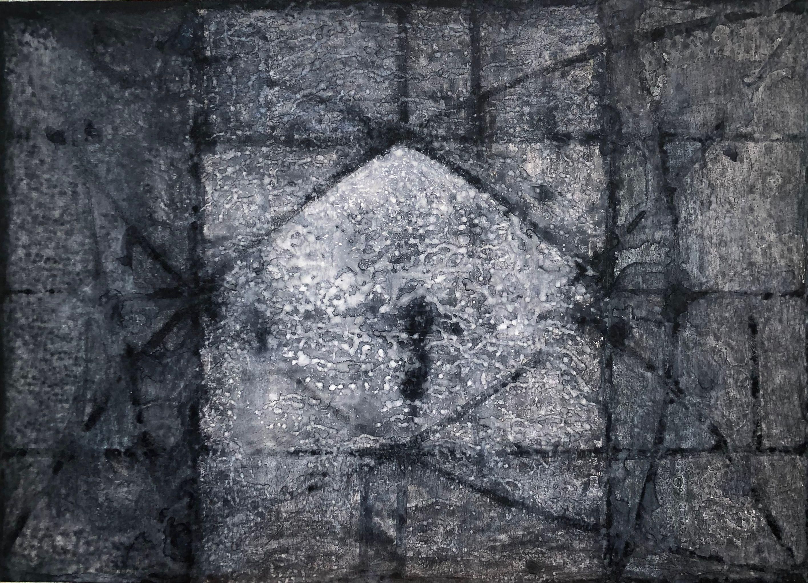 Linéaire, technique mixte sur carton de Robert Thisens, 50 x 70 cm — vue 2