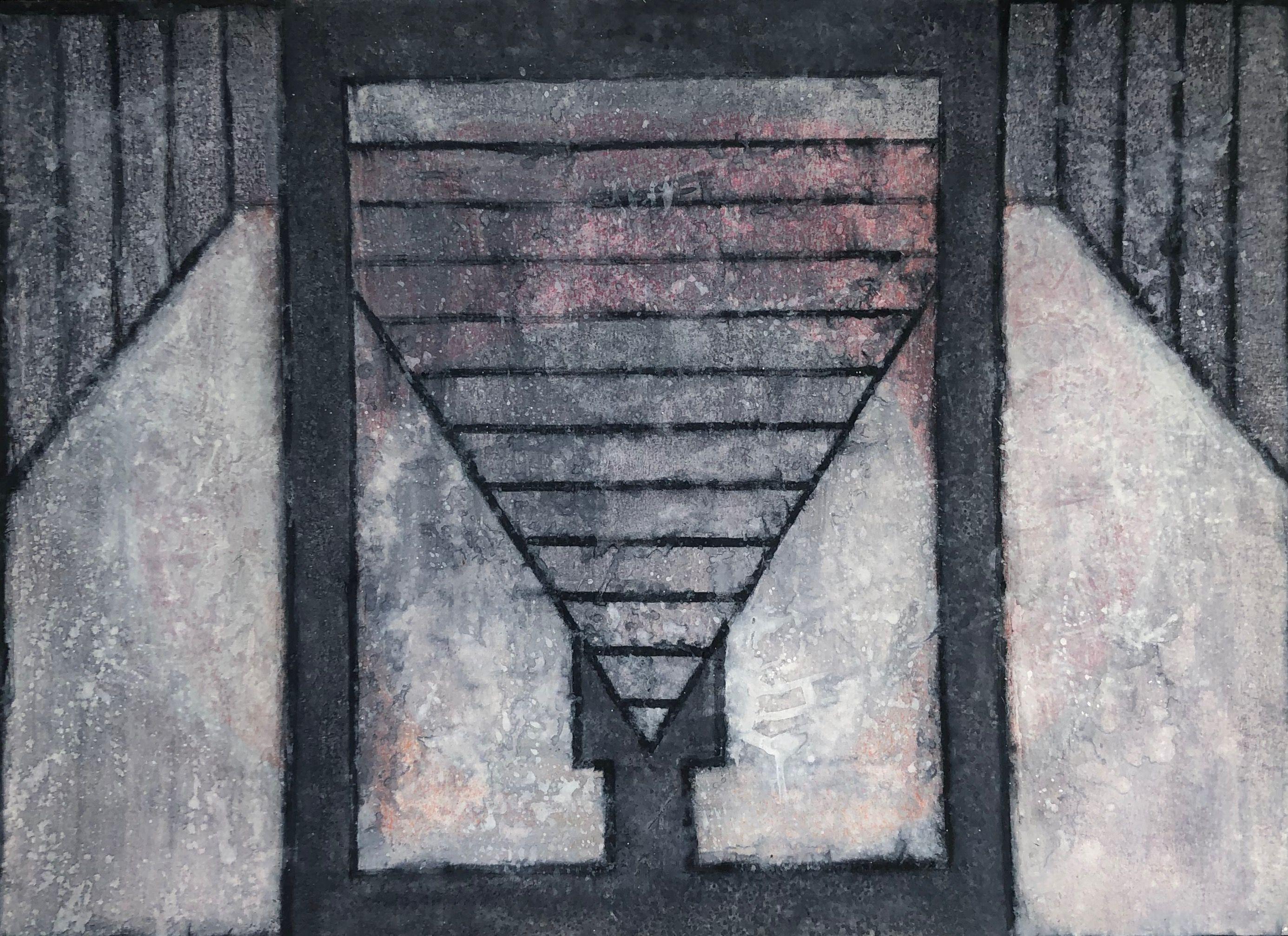 Linéaire, technique mixte sur carton de Robert Thisens, 50 x 70 cm