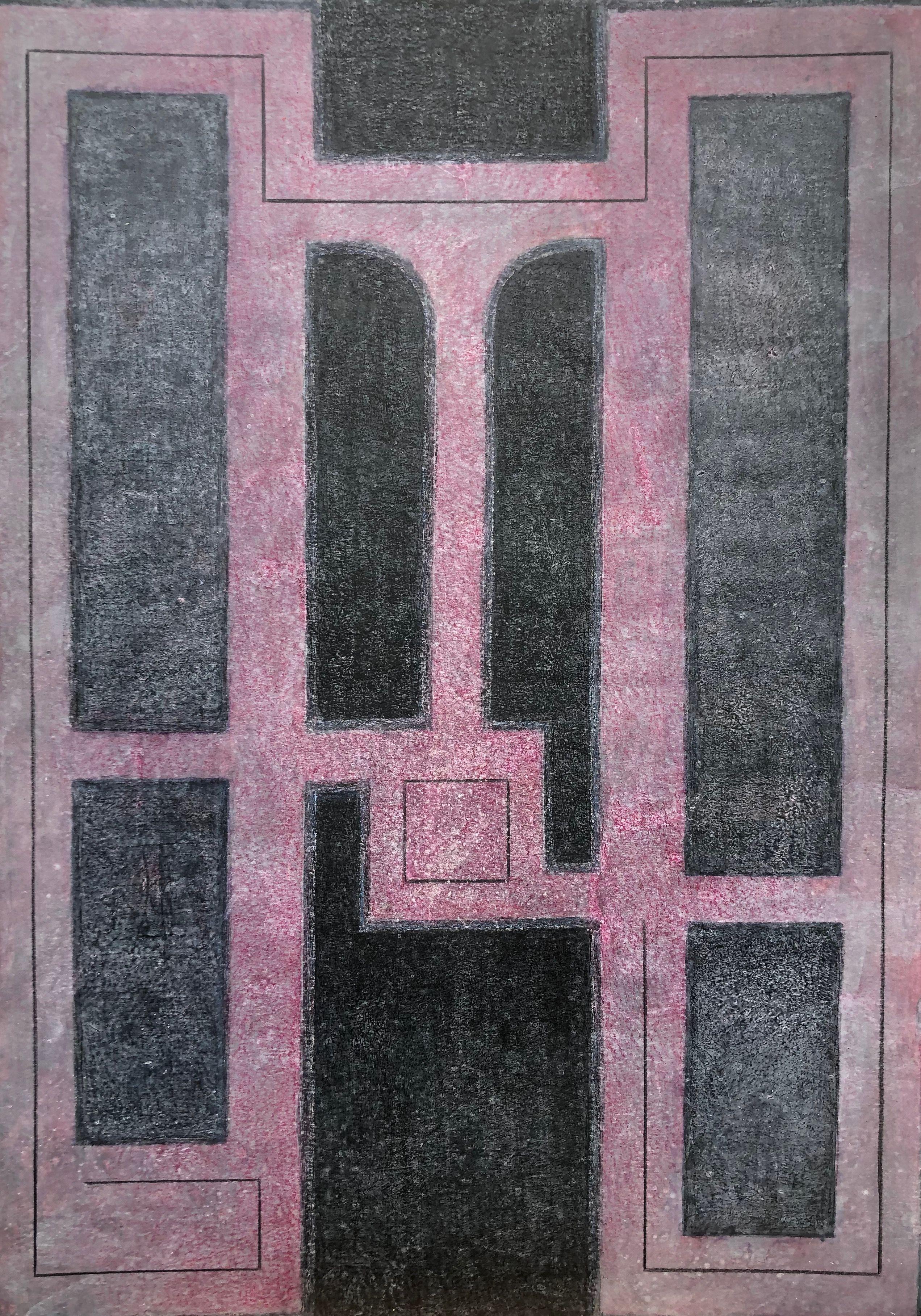 Linéaire, technique mixte sur carton de Robert Thisens, 50 x 70 cm — vue 2