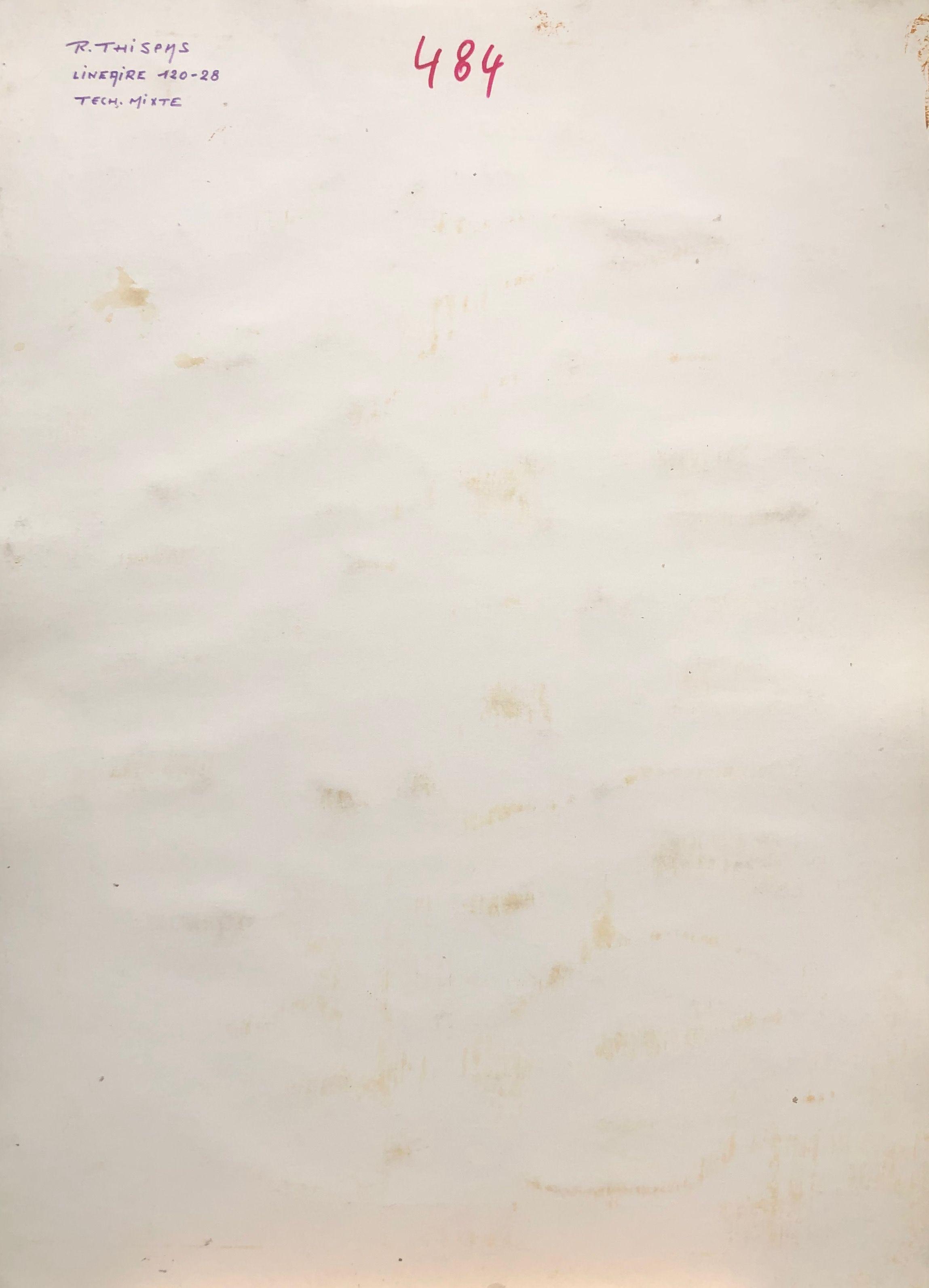 Linéaire, technique mixte sur carton de Robert Thisens, 50 x 70 cm