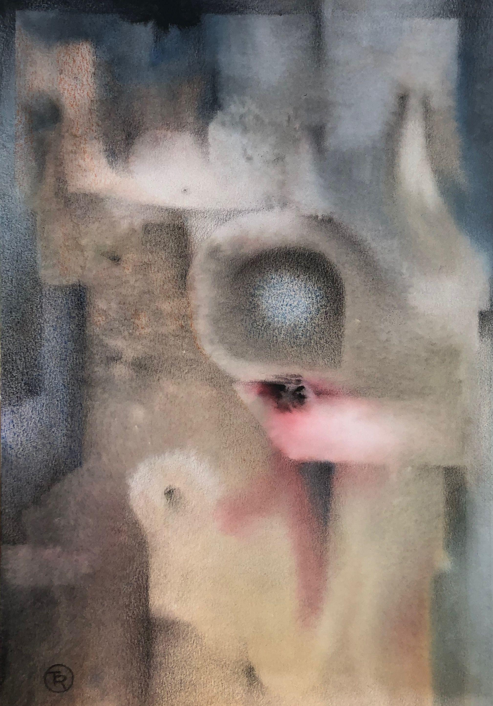 Sans titre, encre rehaussée au pastel sur carton de Robert Thisens, 35 x 50 cm