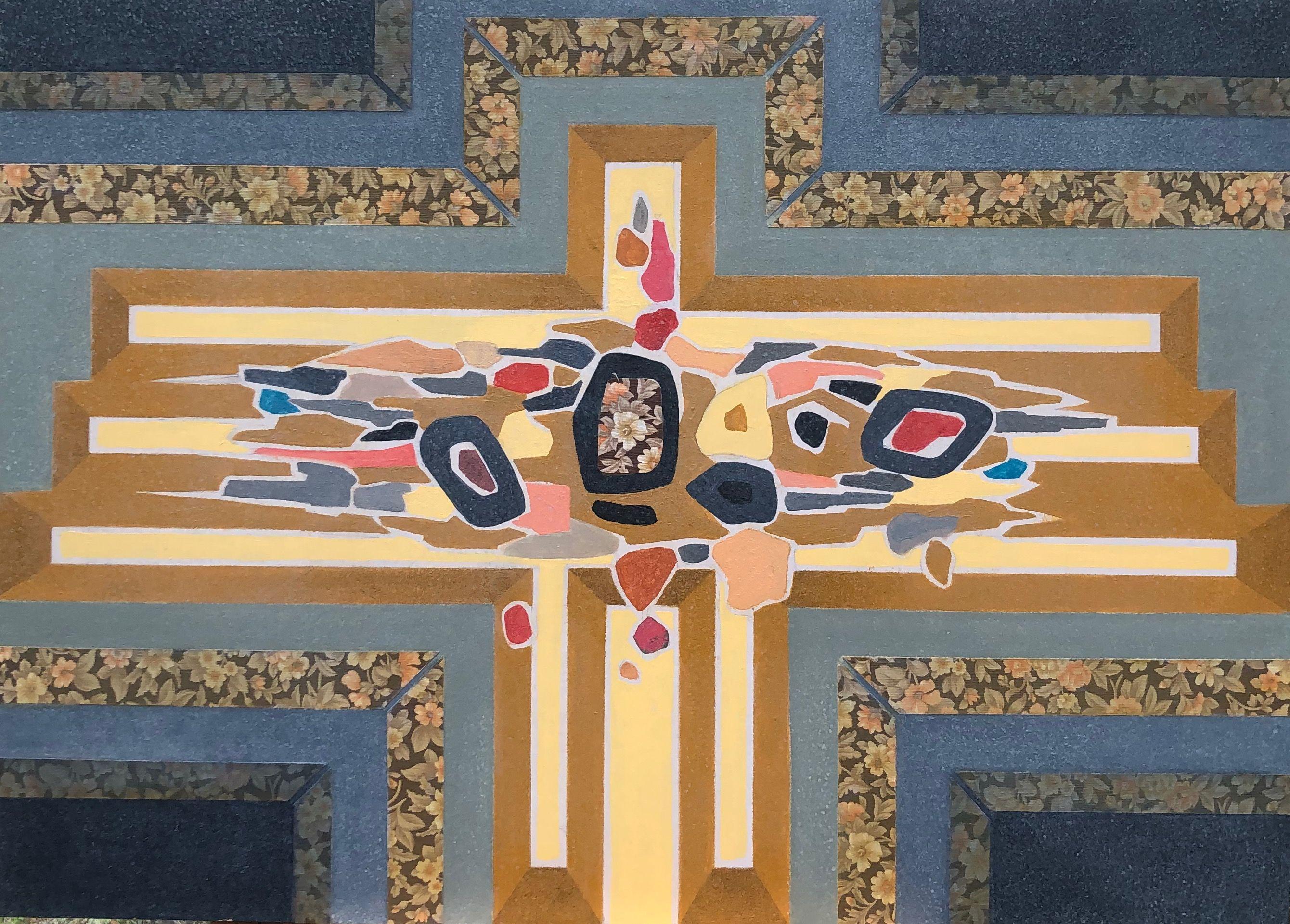 Collage, acrylique sur carton de Robert Thisens, 50 x 70 cm