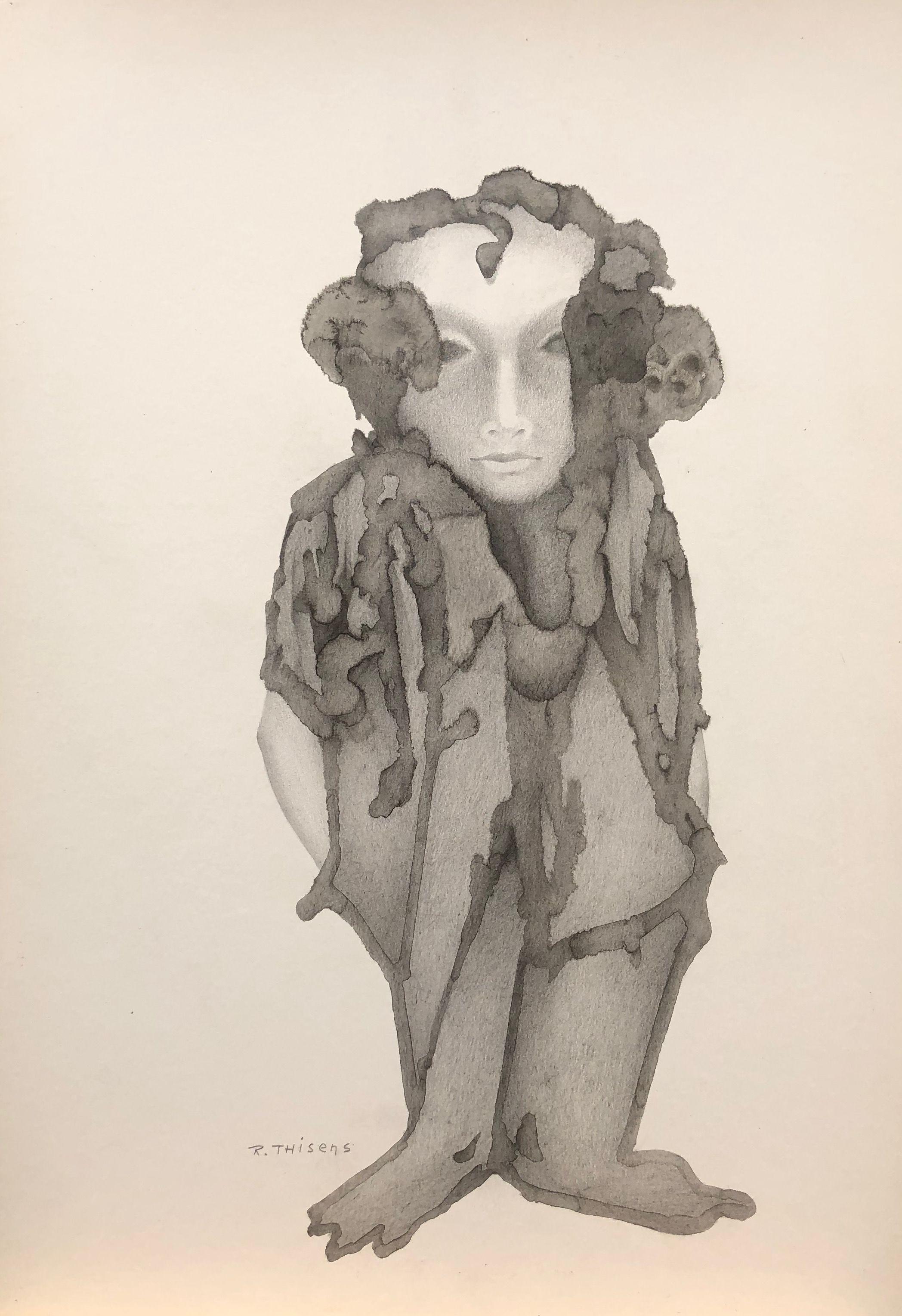 La peau des autres, mine de plomb sur carton de Robert Thisens, 35 x 50 cm