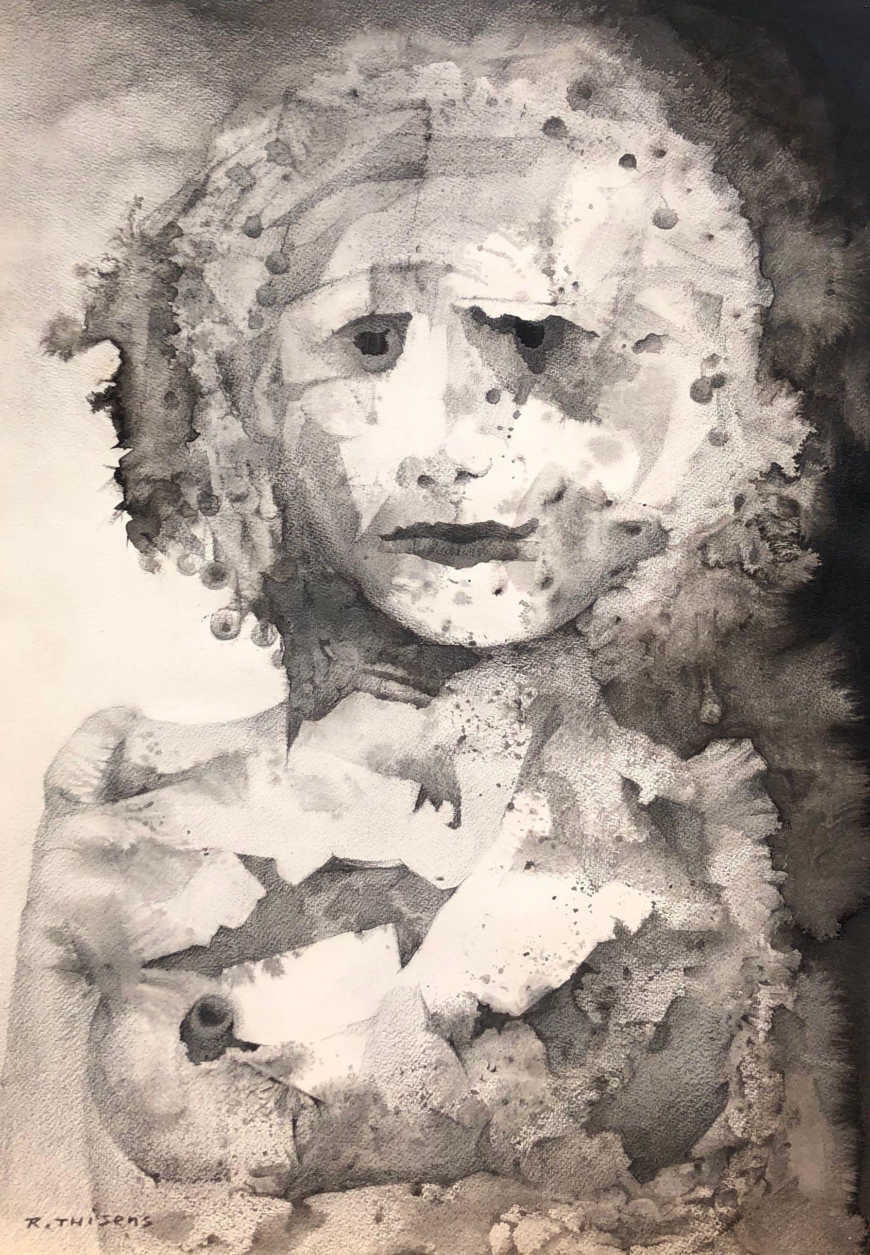 Feminité, mine de plomb et pastel gras sur carton de Robert Thisens, 30 x 40 cm