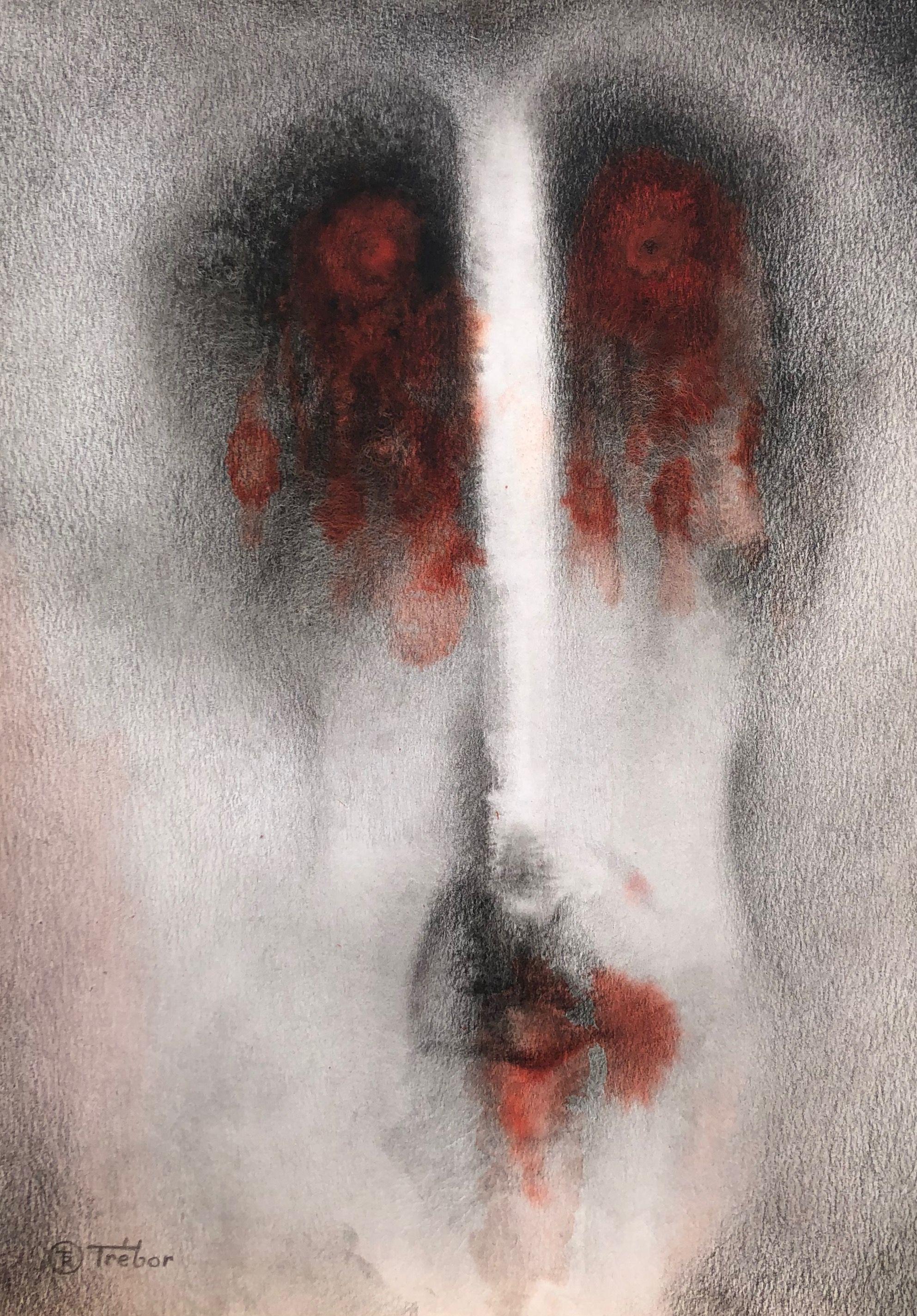 Les larmes de sang, mine de plomb et encre de chine sur carton de Robert Thisens, 35 x 50 cm