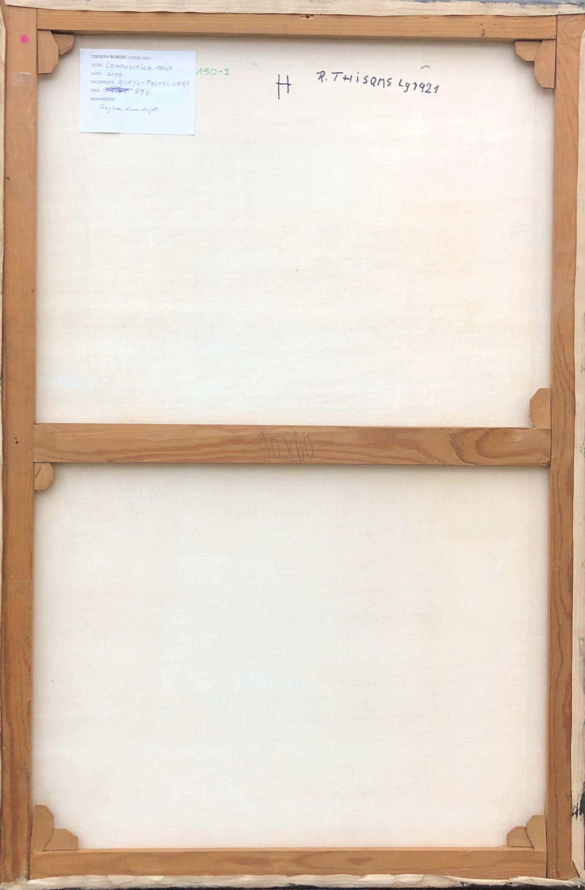 Composition, reprise sujet sur toile de Robert Thisens, 129 x 60 cm