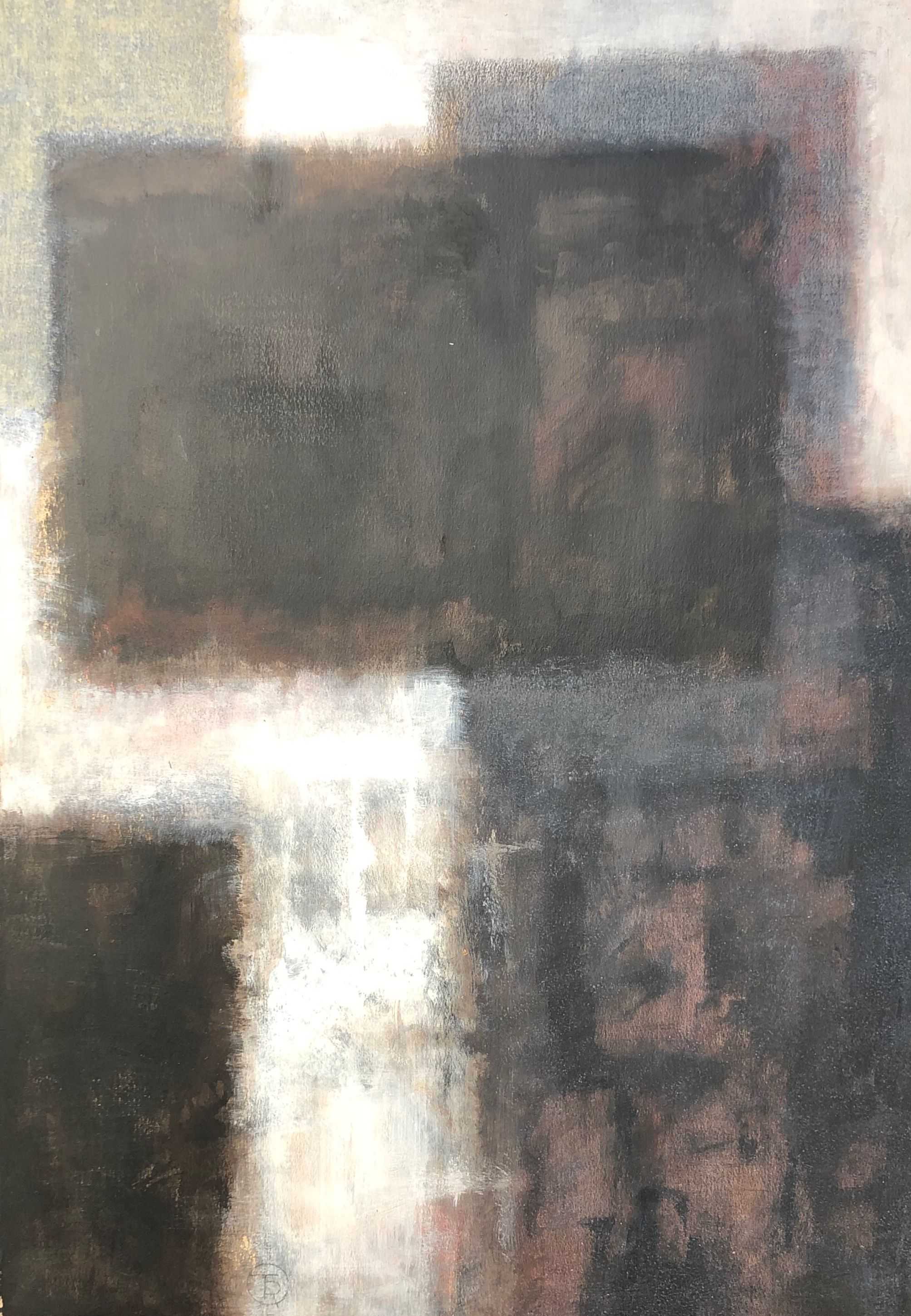 Comp.tryptique, acrylique pastel noir sur carton fort de Robert Thisens, 70 x 100 cm
