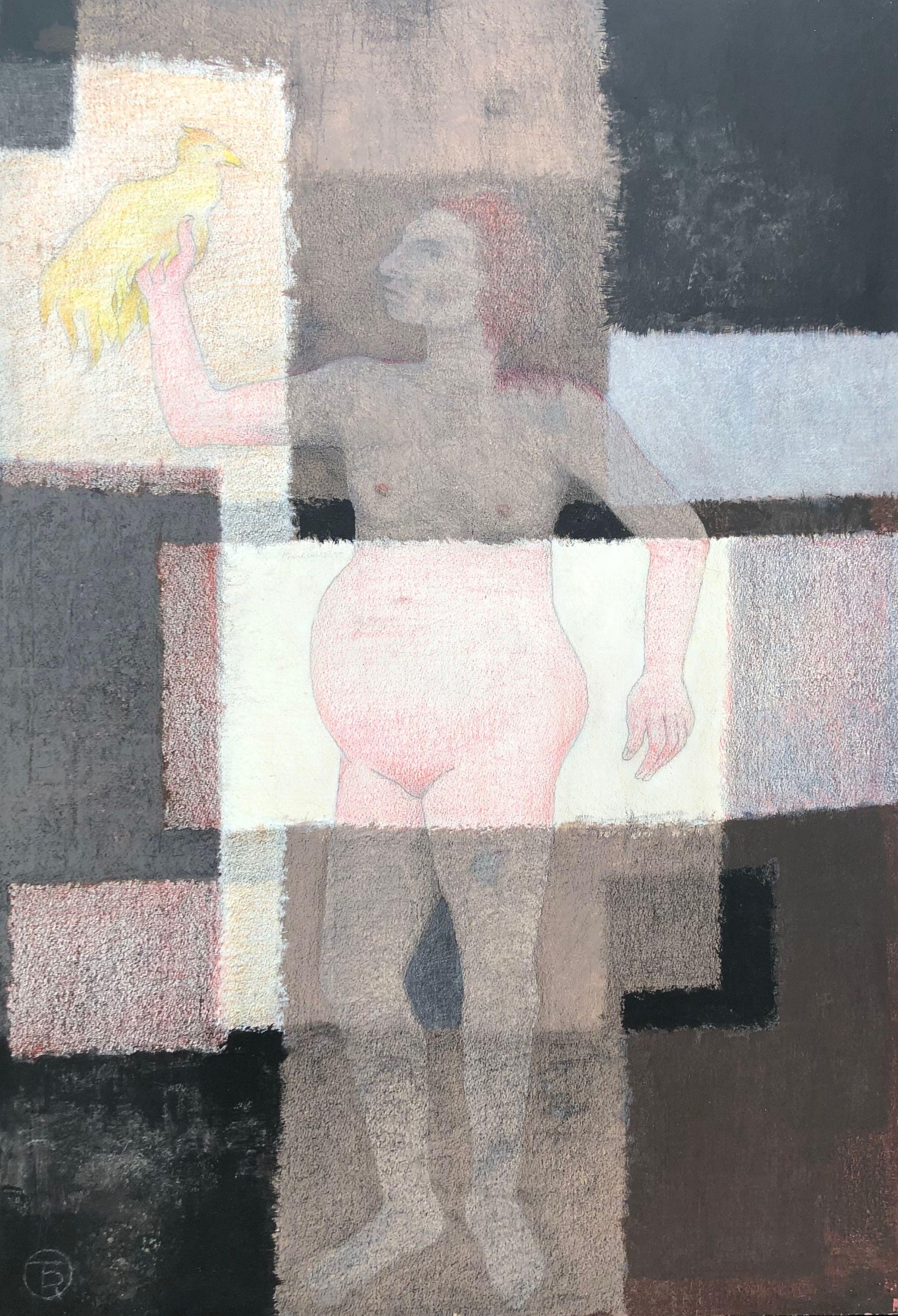 Annonciation tardive, acrylique sur carton fort de Robert Thisens, 70 x 100 cm
