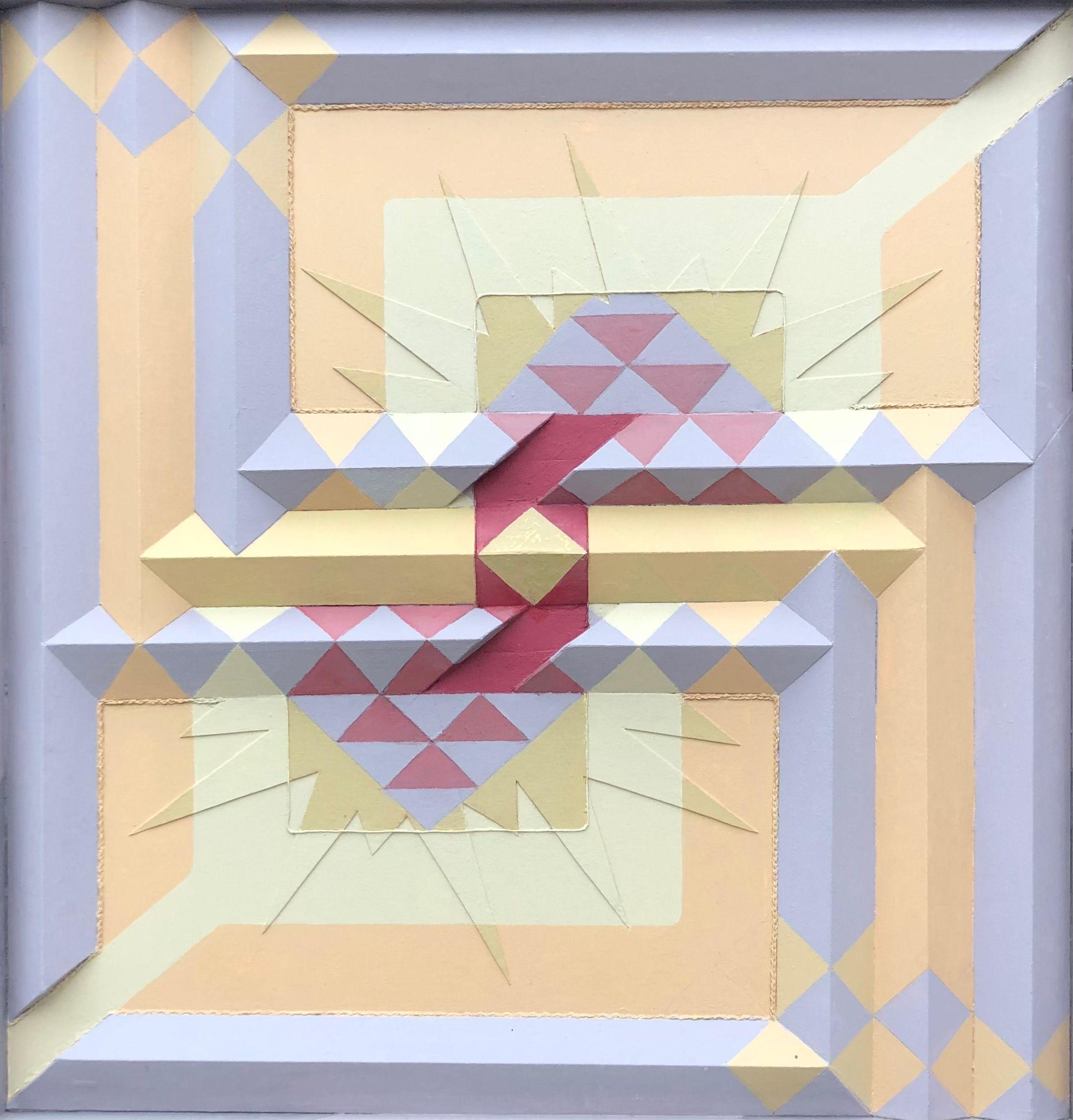 La pensee structuree, acrylique sur carton fort de Robert Thisens, 70 x 72 cm — vue 2