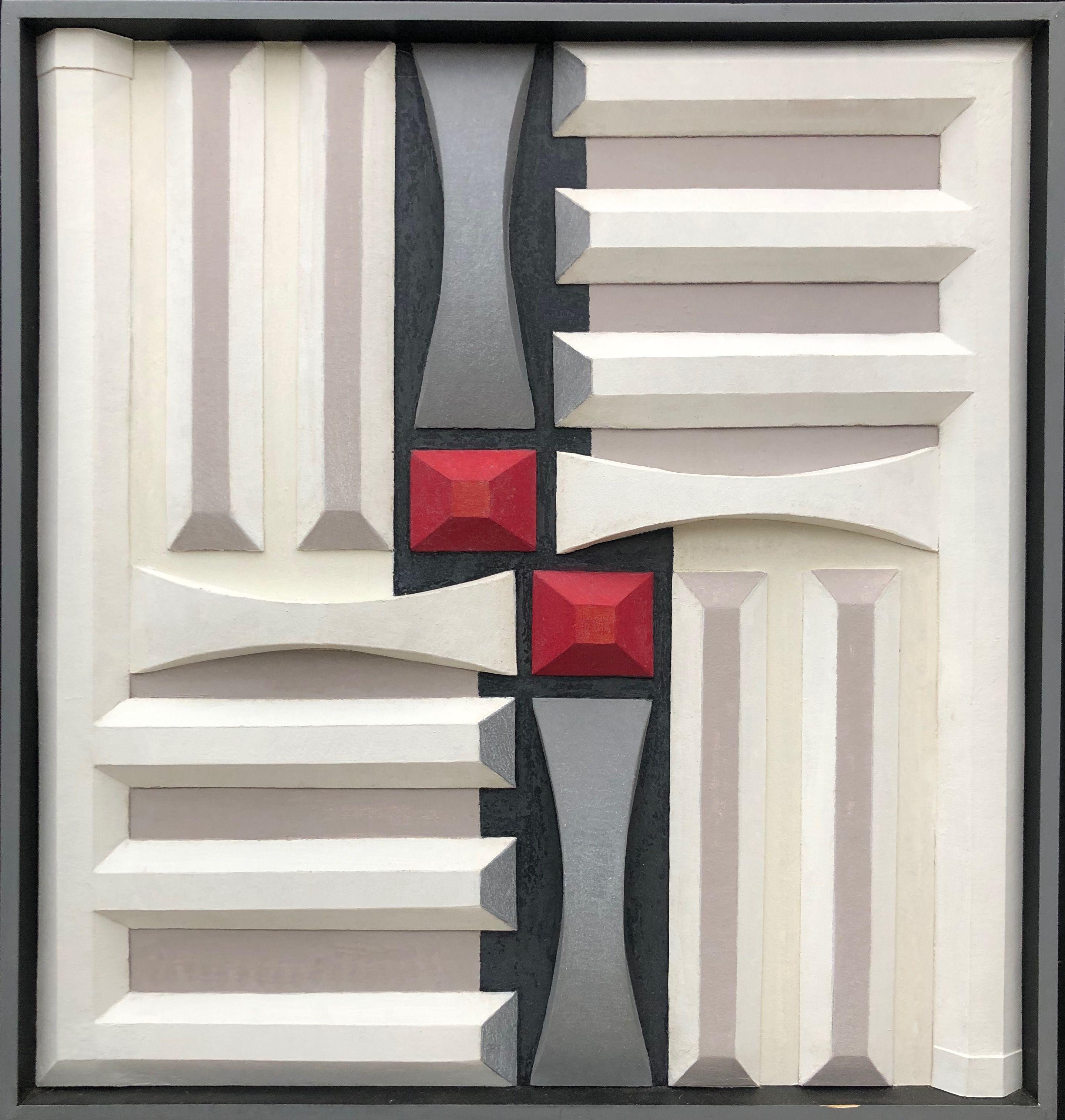 La pensee structuree, acrylique sur carton fort de Robert Thisens, 70 x 72 cm