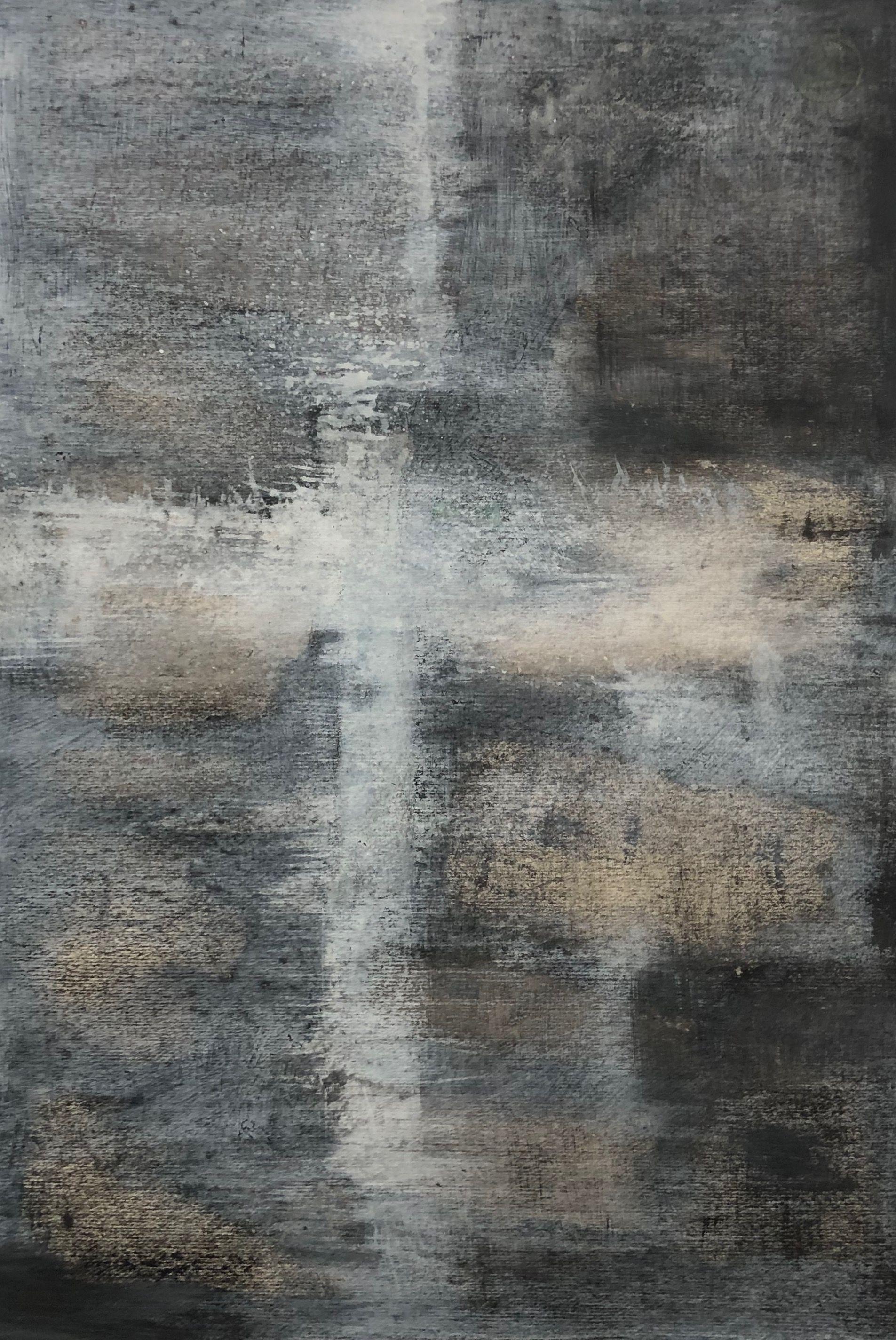 Composition, acrylique pastel gras sur papier sur panneau de Robert Thisens, 35 x 49 cm