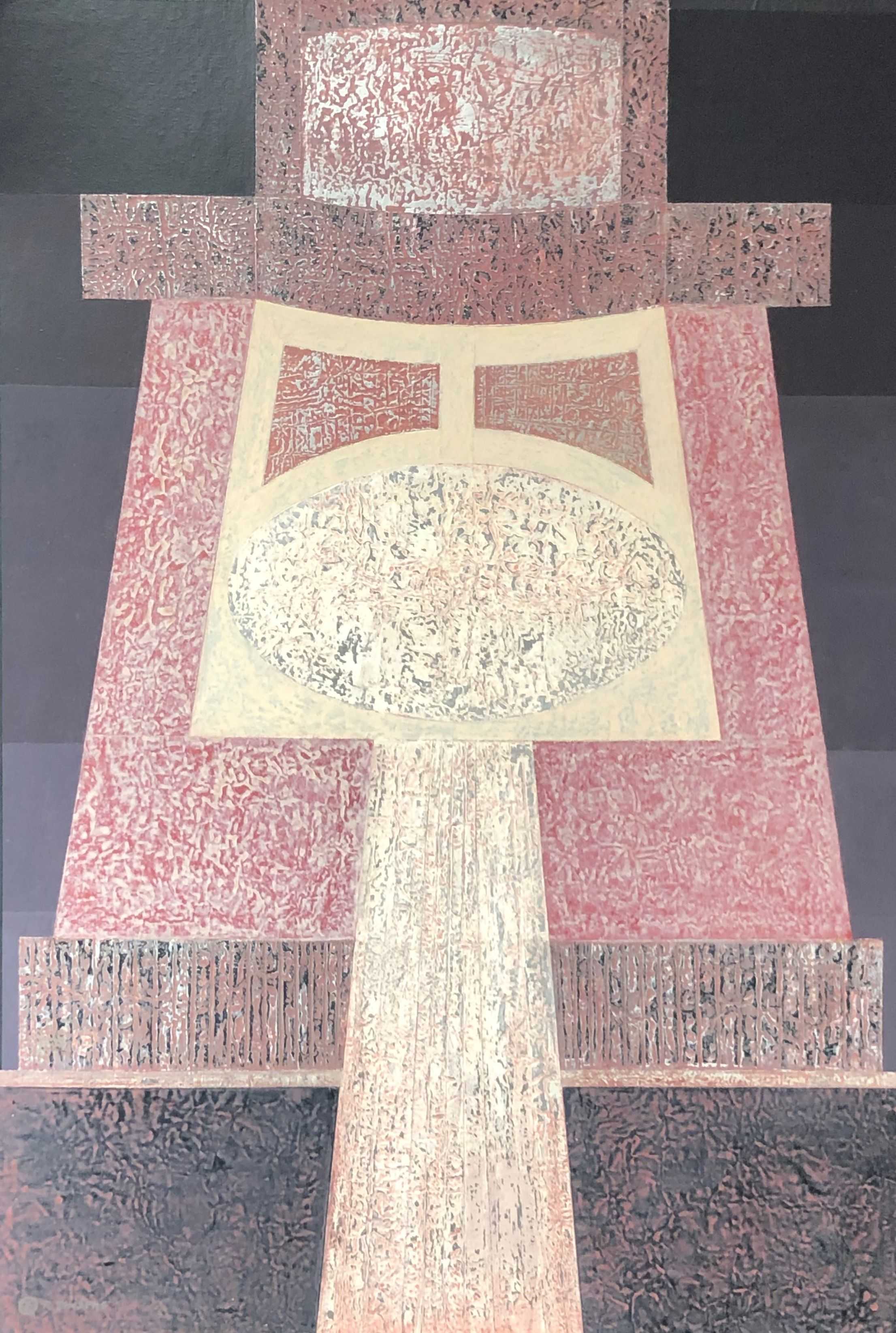 Collage, acrylique sur aluminium sur carton de Robert Thisens, 70 x 100 cm