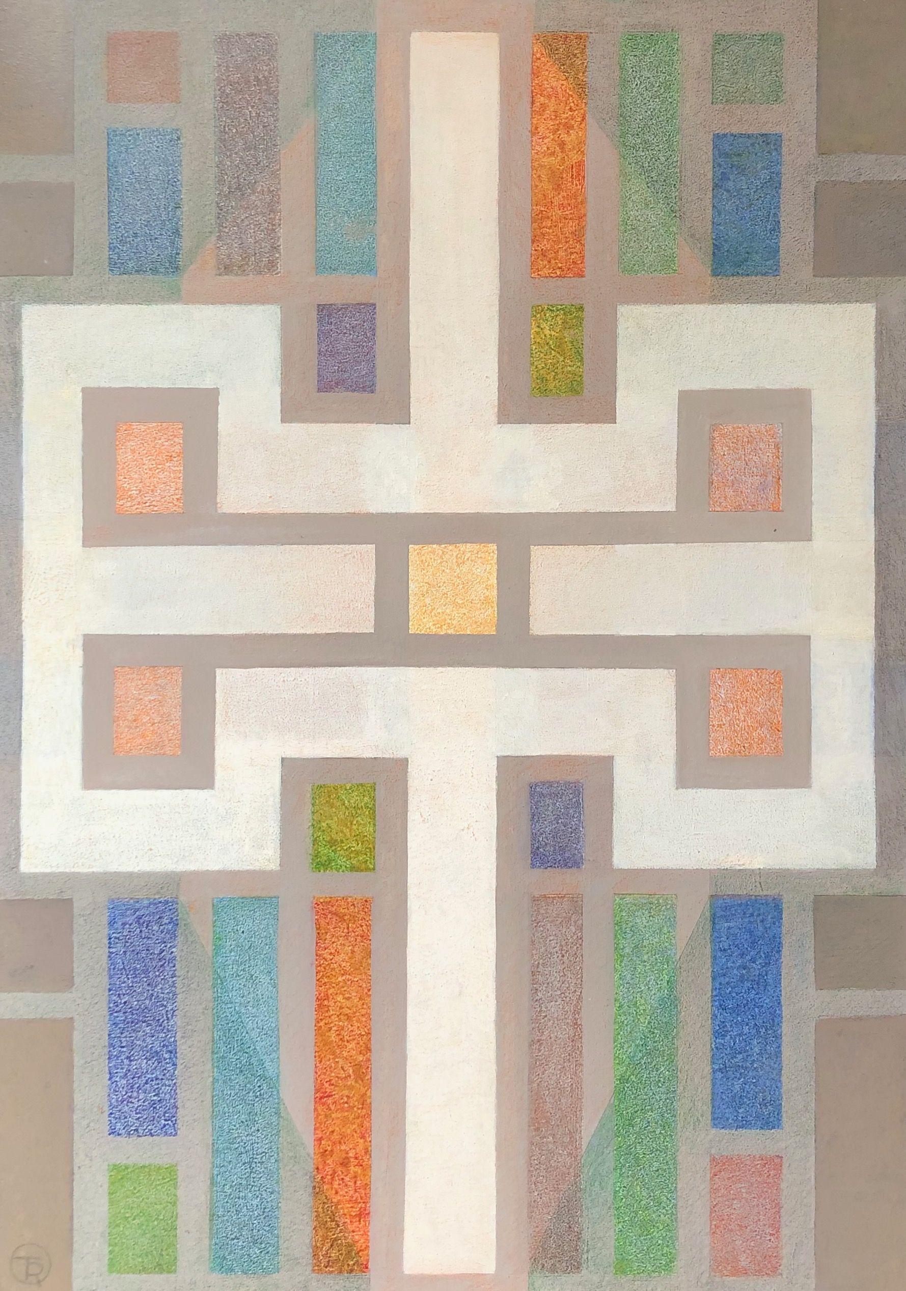 Parcours blanc, acrylique pastel sur panneau de Robert Thisens, 70 x 100 cm — vue 2