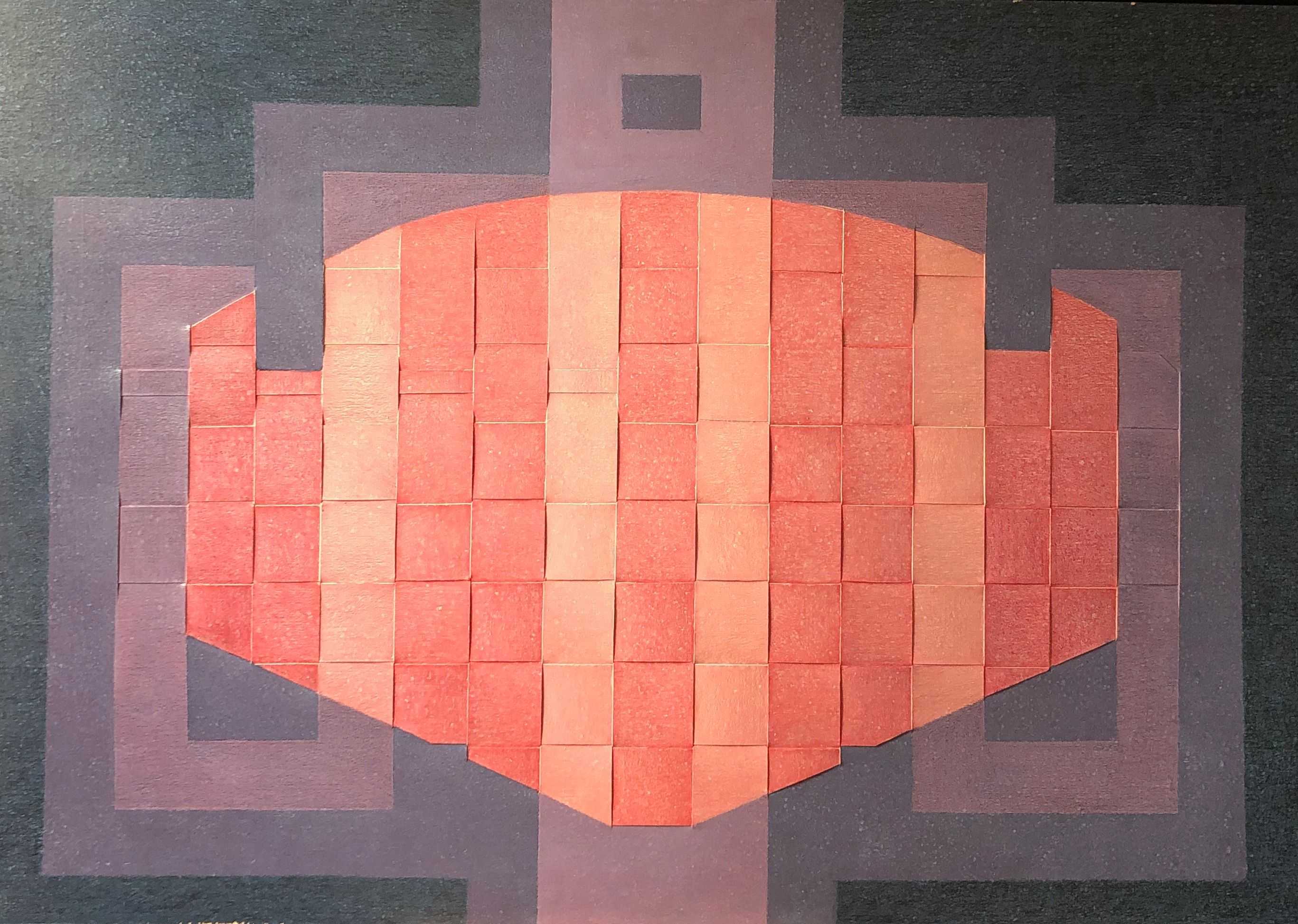 Montage fournil, acrylique sur carton de Robert Thisens, 70 x 100 cm