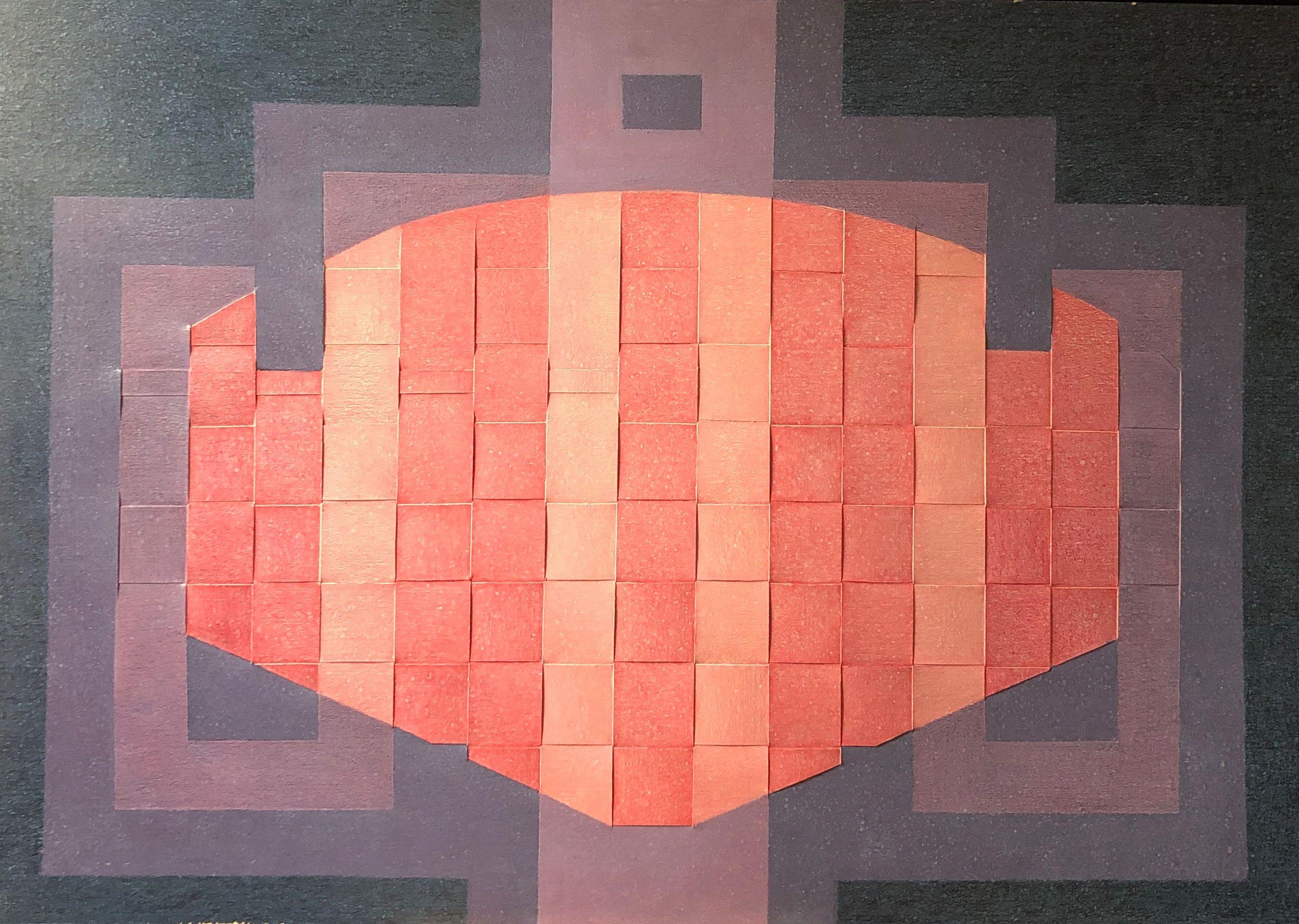 Montage fournil, acrylique sur carton de Robert Thisens, 70 x 100 cm