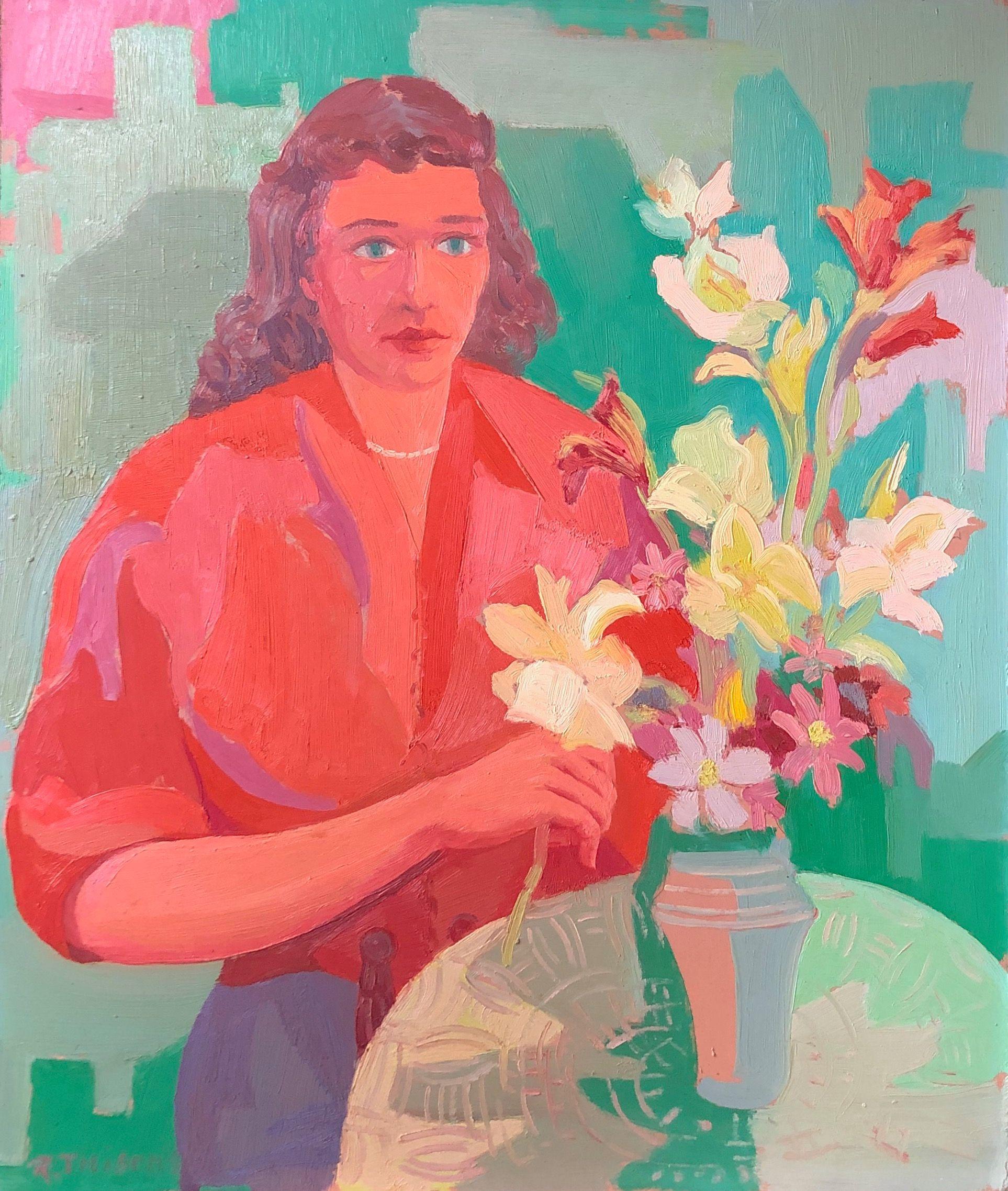Portrait, huile sur panneau de Robert Thisens, 55 x 65 cm — vue 2