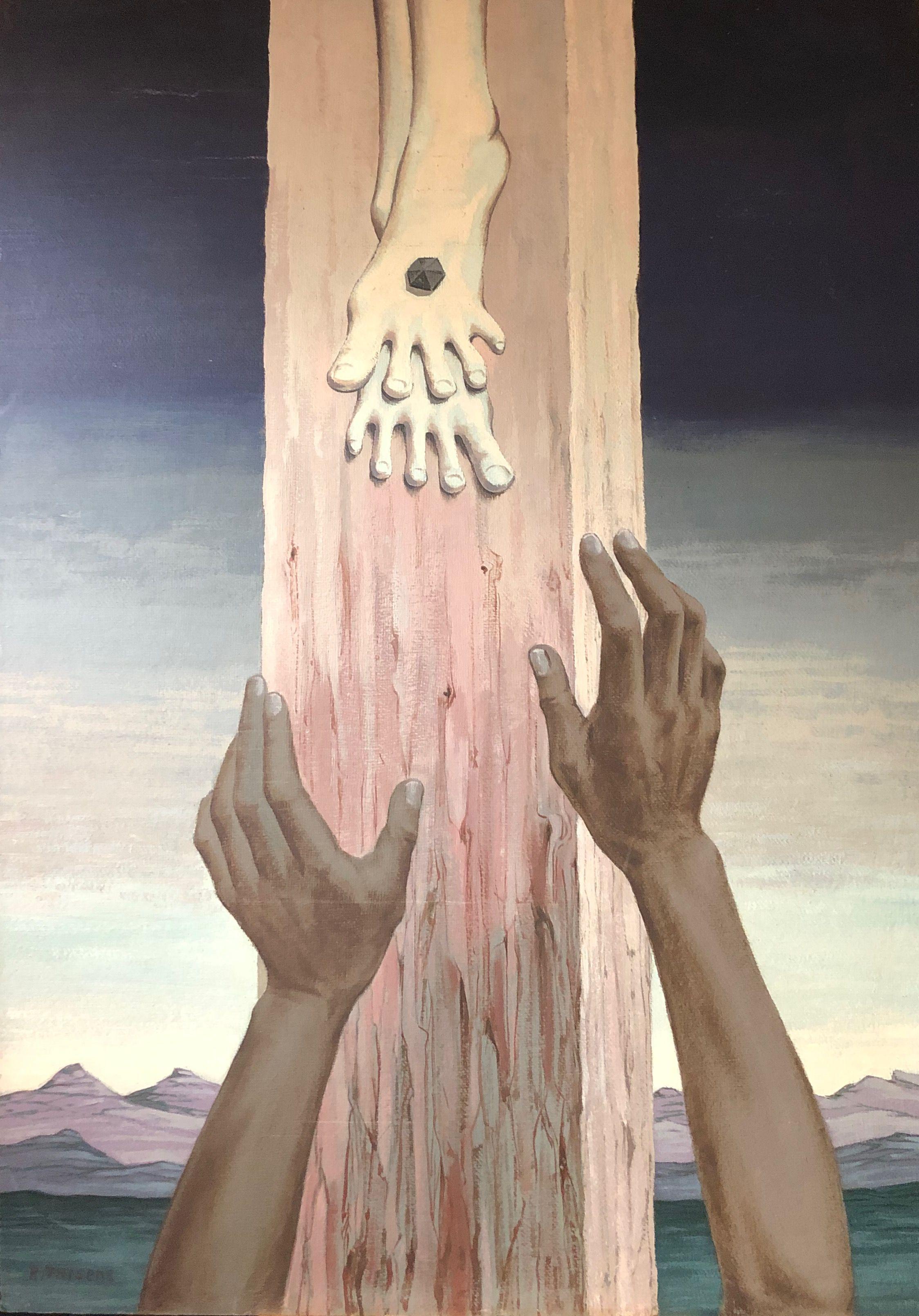 Tête a tête, huile sur panneau entoile de Robert Thisens, 70 x 100 cm — vue 2