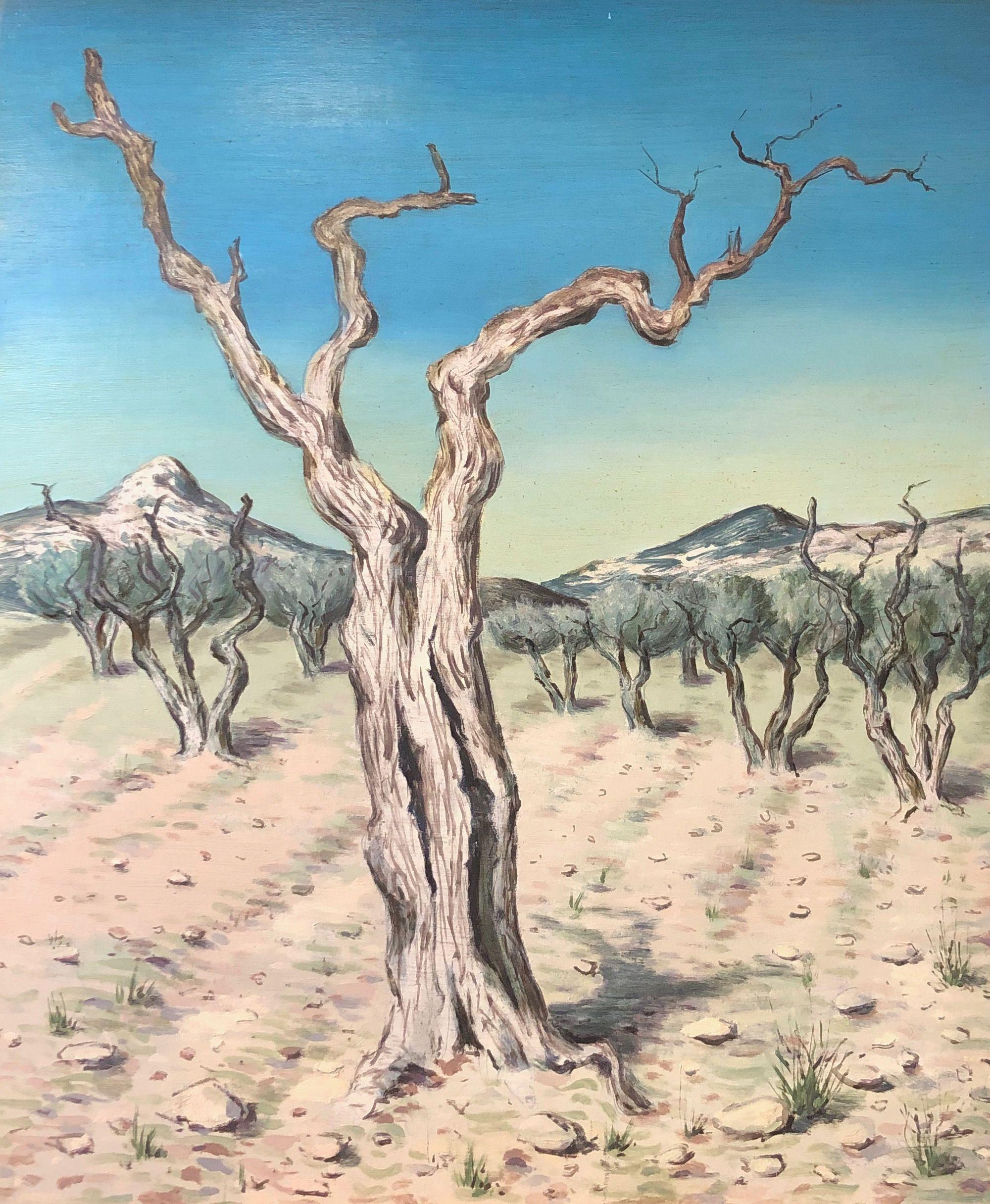 Les baux, huile sur panneau de Robert Thisens, 50 x 60 cm