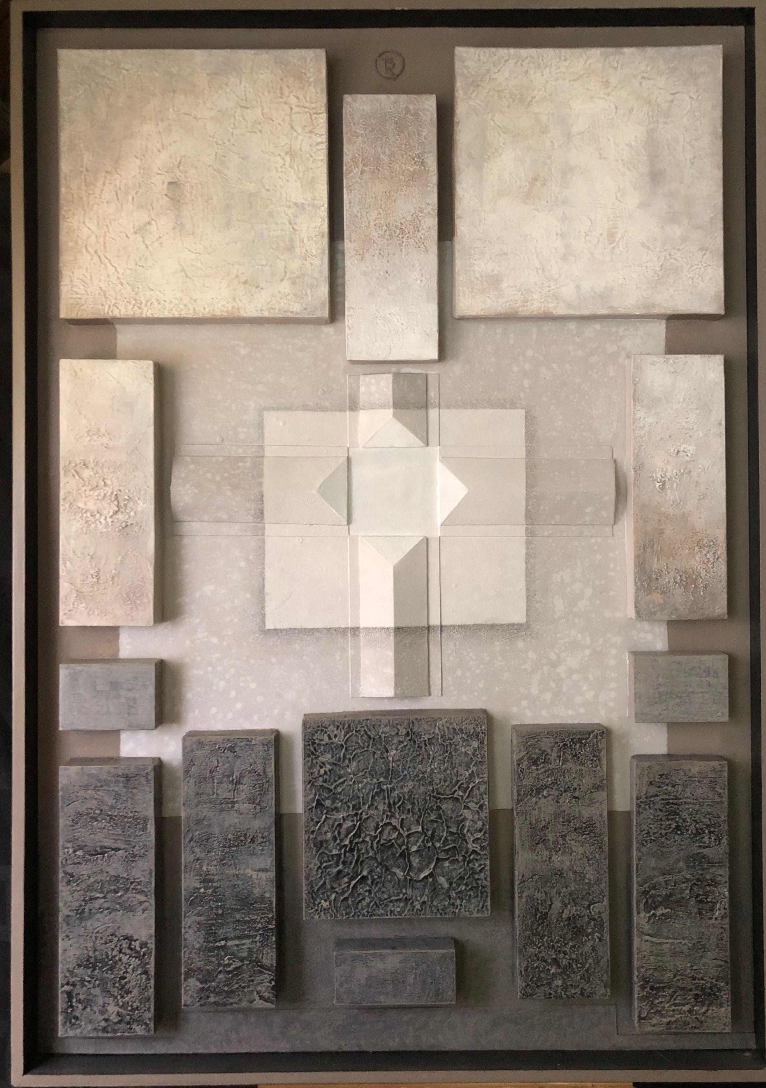 Relief, acrylique et technique mixte sur panneau de Robert Thisens, 70 x 100 cm