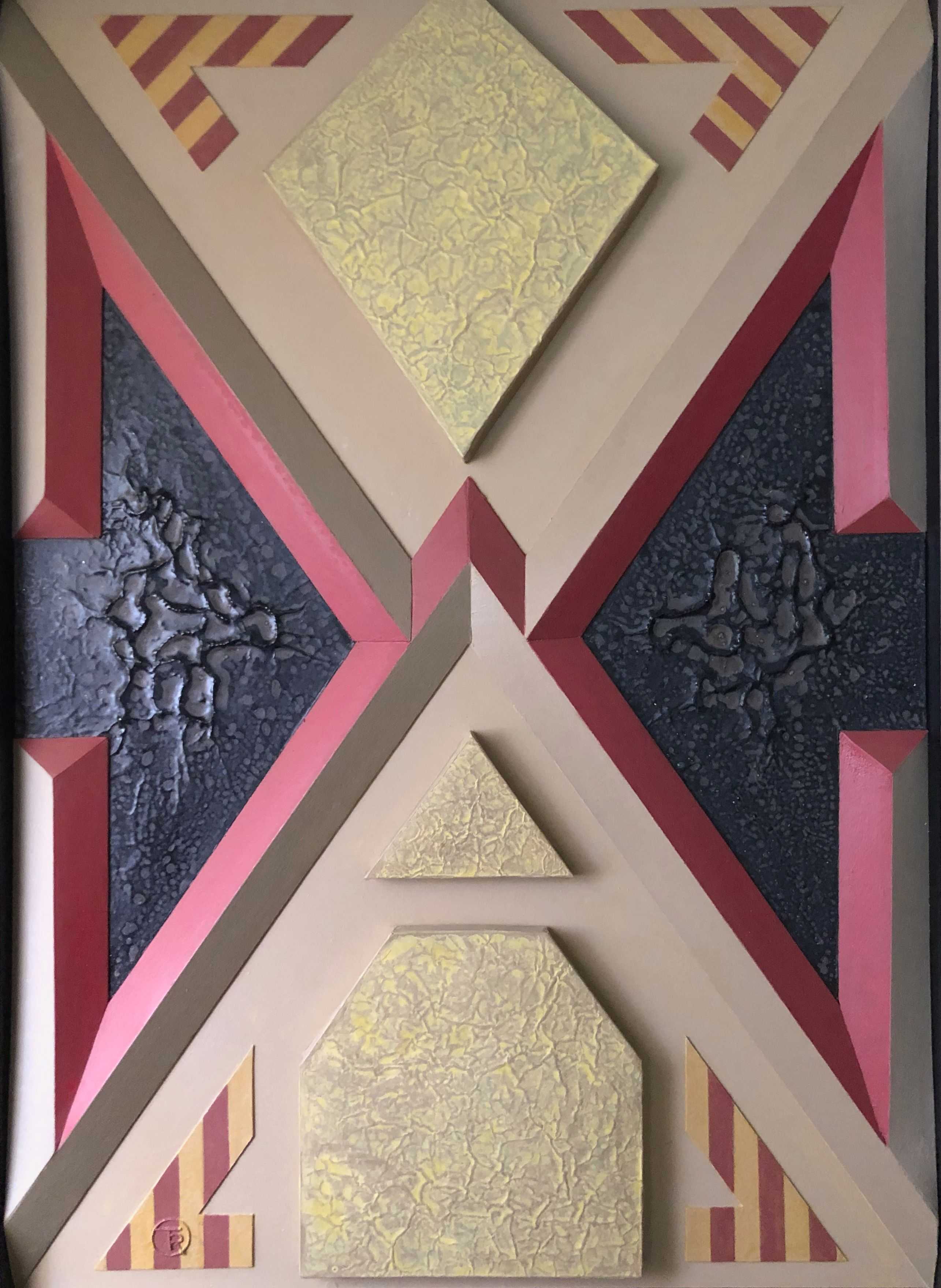 Relief, acrylique et technique mixte sur panneau de Robert Thisens, 70 x 100 cm