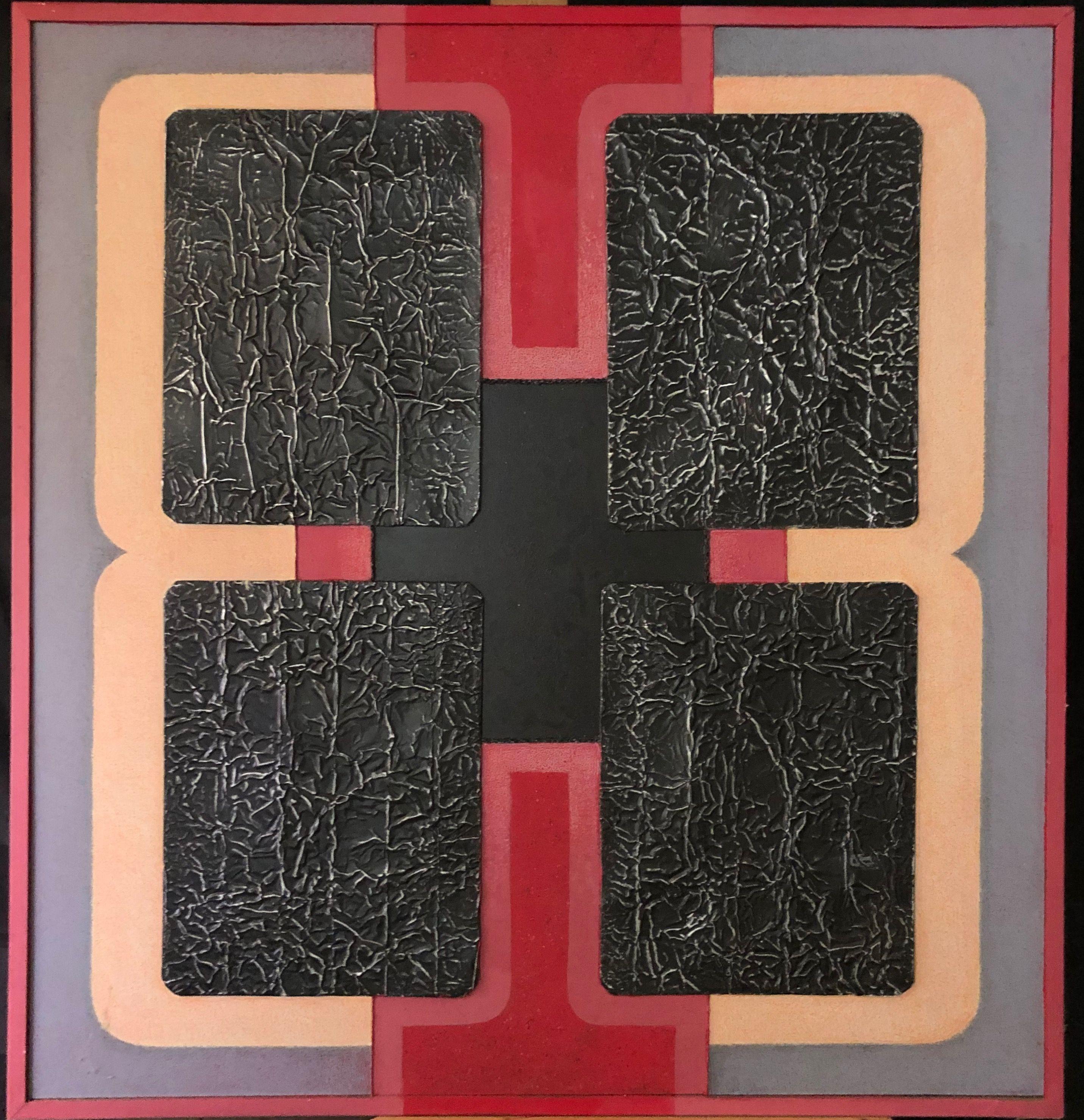 Relief, acrylique et technique mixte sur panneau de Robert Thisens, 70 x 70 cm — vue 2