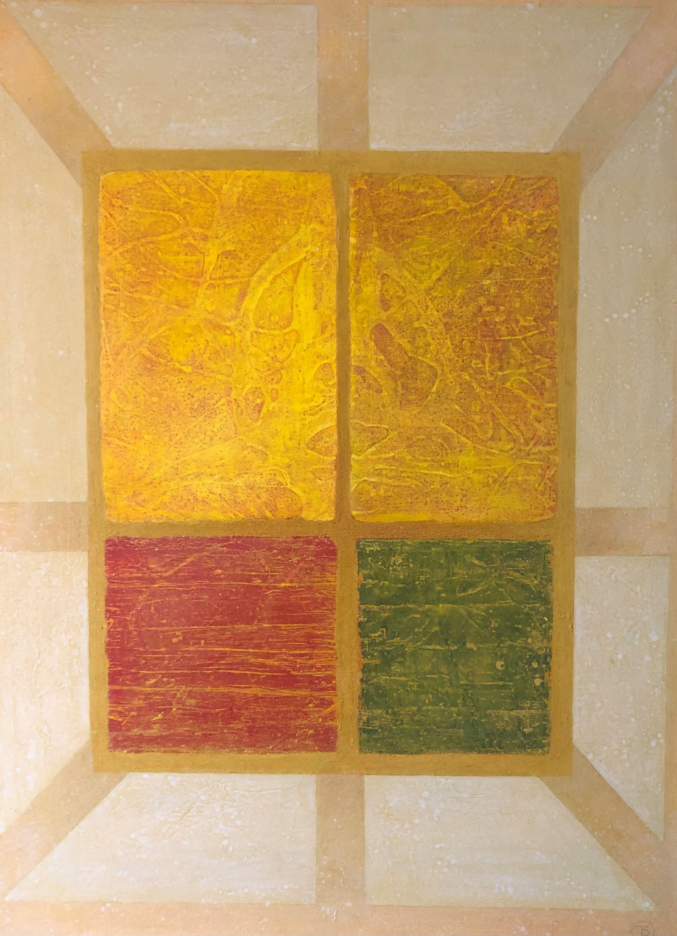 Composition quadruplet, acrylique sur toile de Robert Thisens, 60 x 80 cm