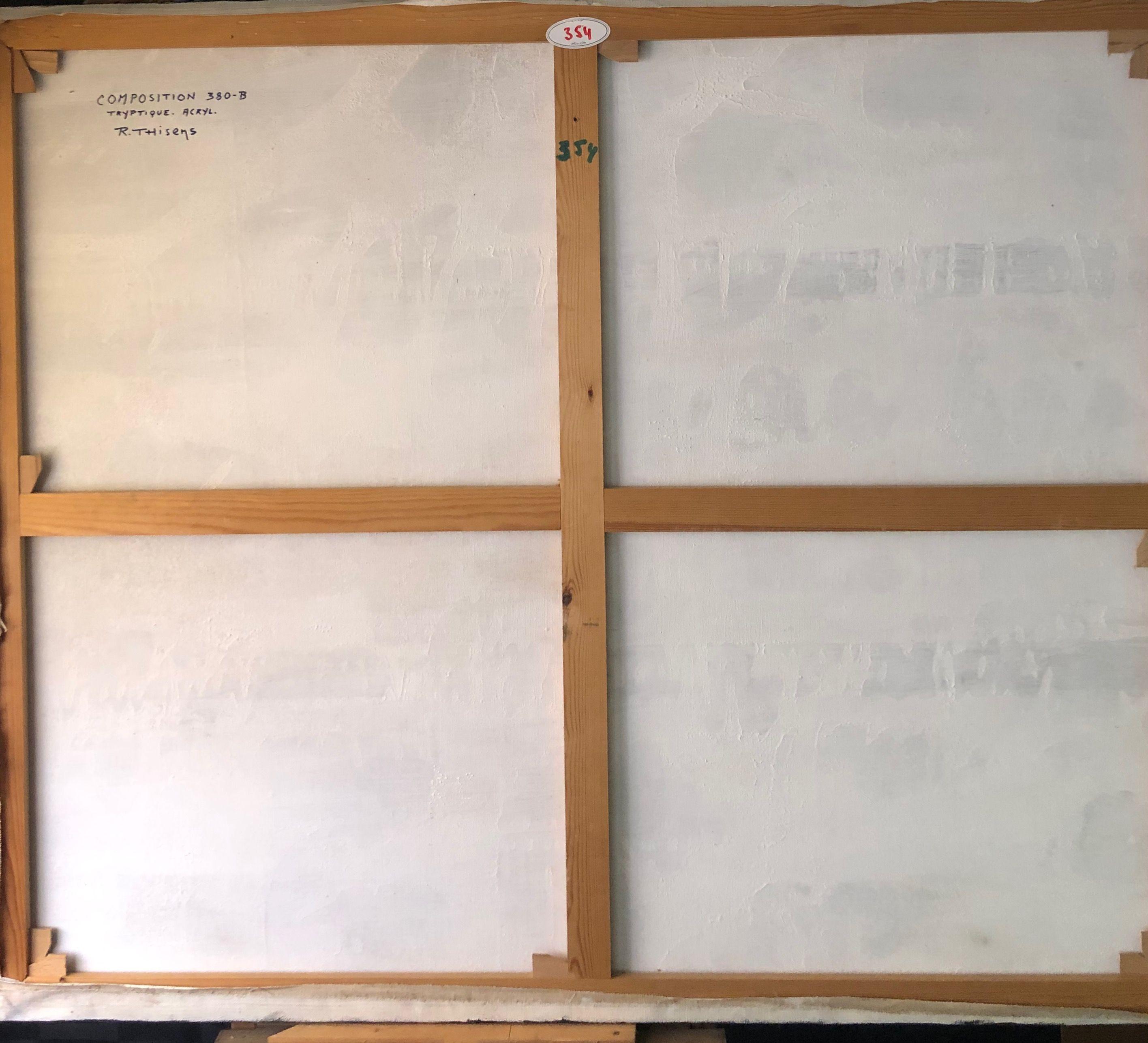 Composition tryptique, acrylique sur toile de Robert Thisens, 100 x 120 cm