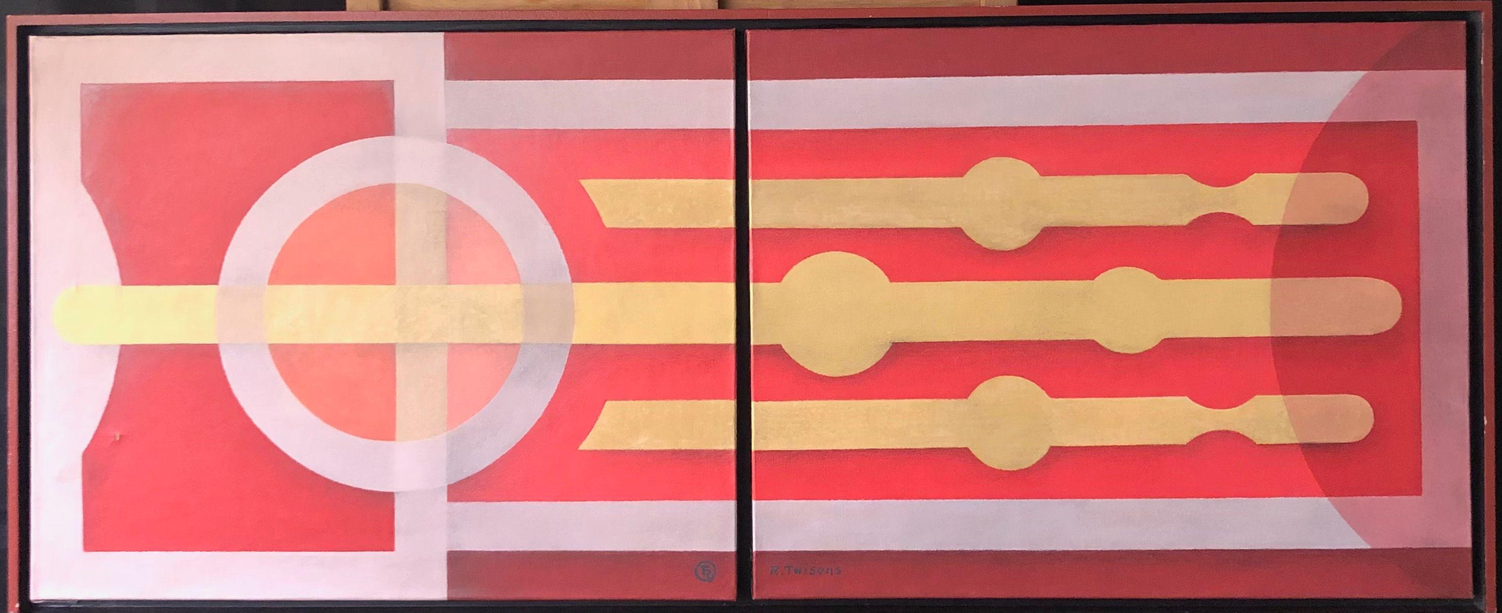 Composition, acrylique sur toile de Robert Thisens, 40 x 100 cm — vue 2