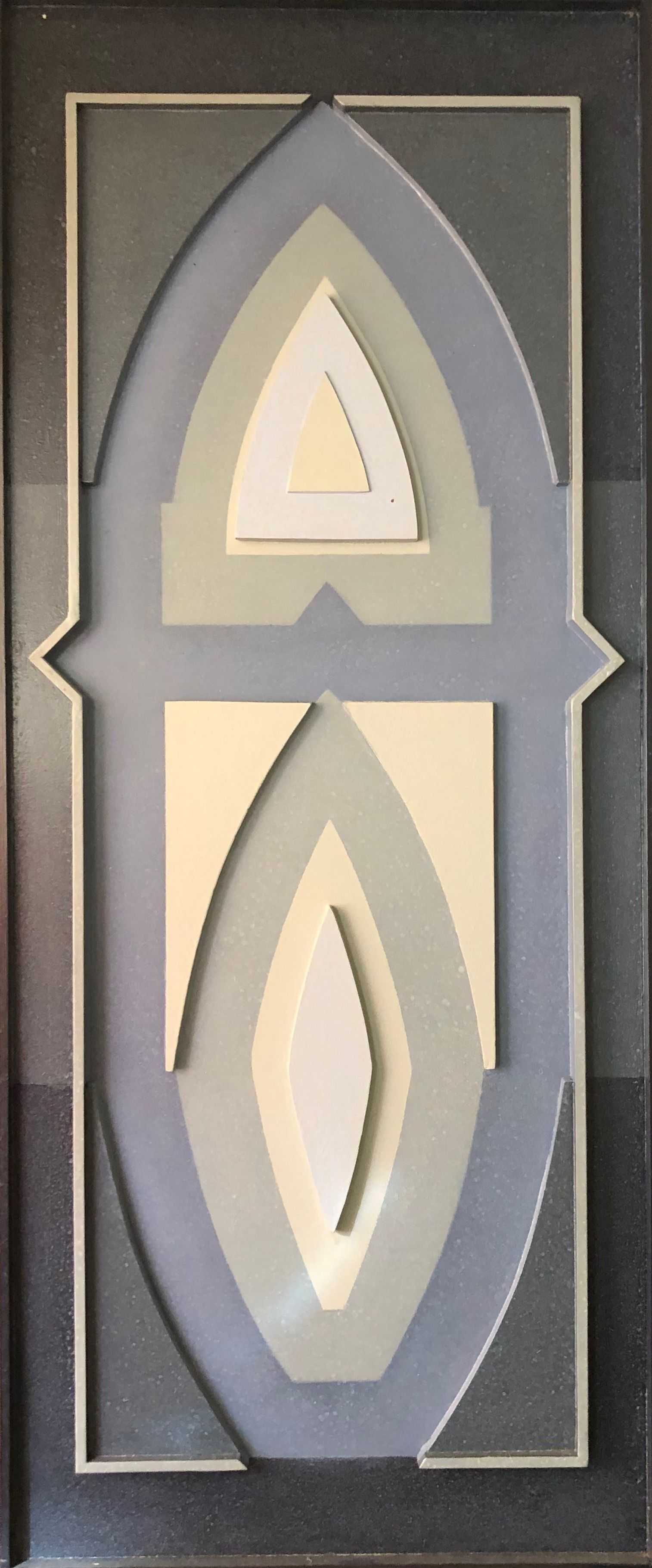 Sans titre, structure bois - acryl et alu sur panneau de Robert Thisens, 42 x 102 cm