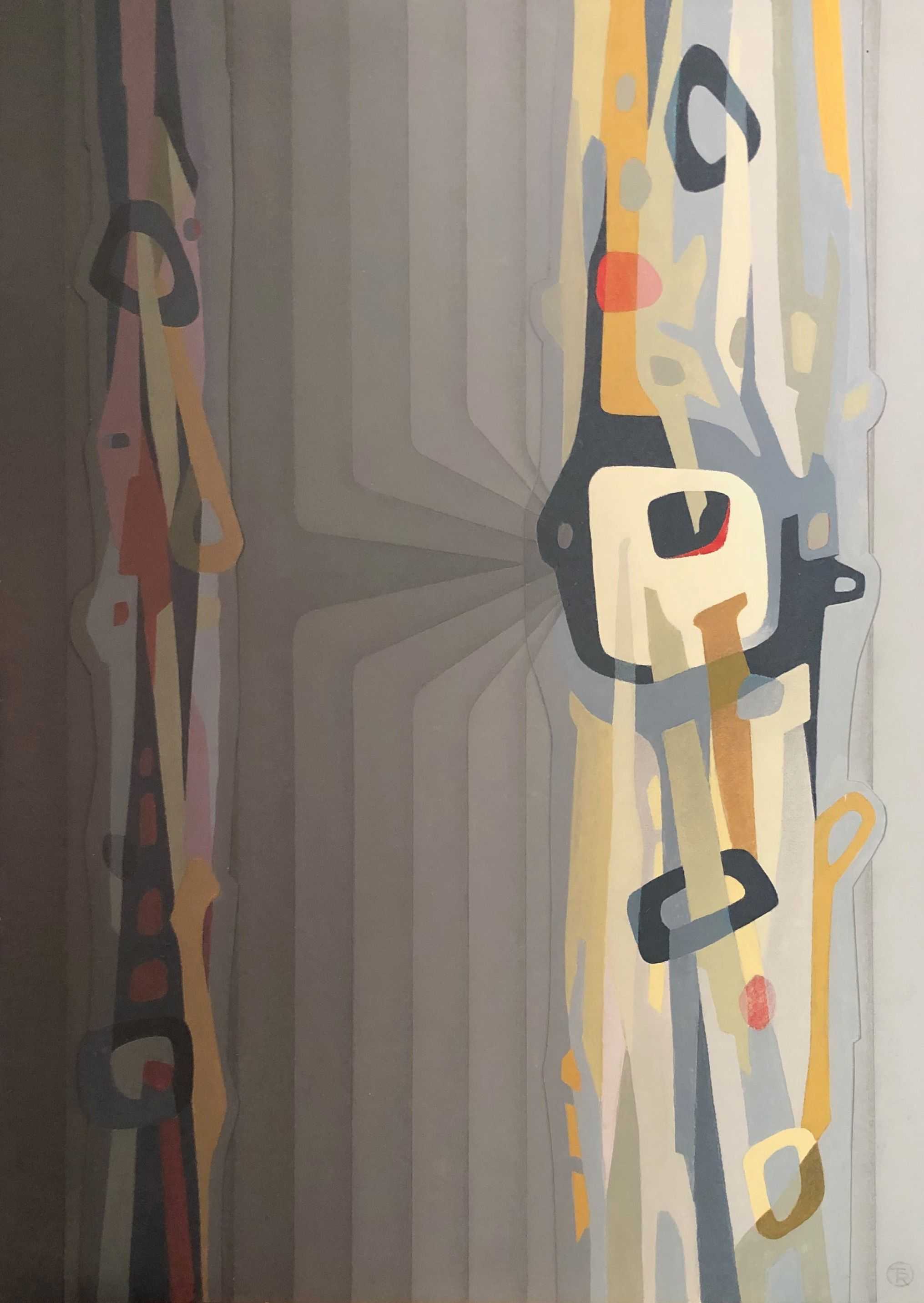 Sans titre, acrylique et collage sur carton de Robert Thisens, 50 x 70 cm