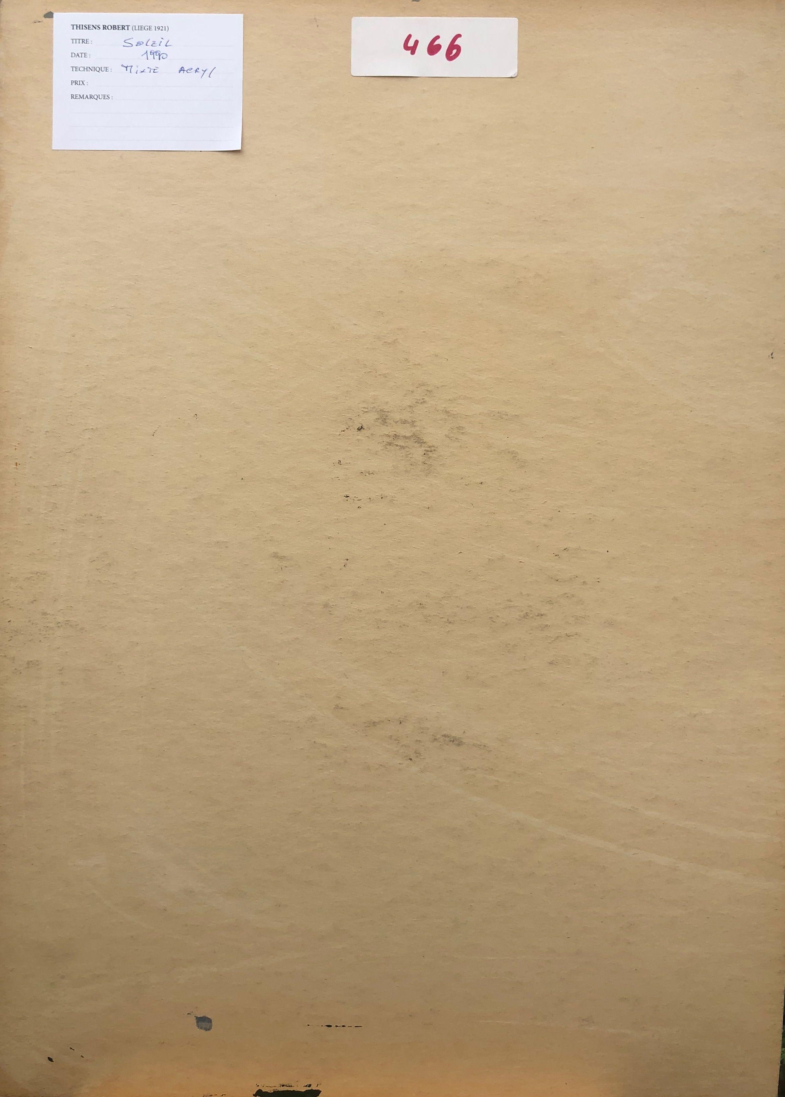 Soleil, technique mixte sur carton de Robert Thisens, 50 x 70 cm