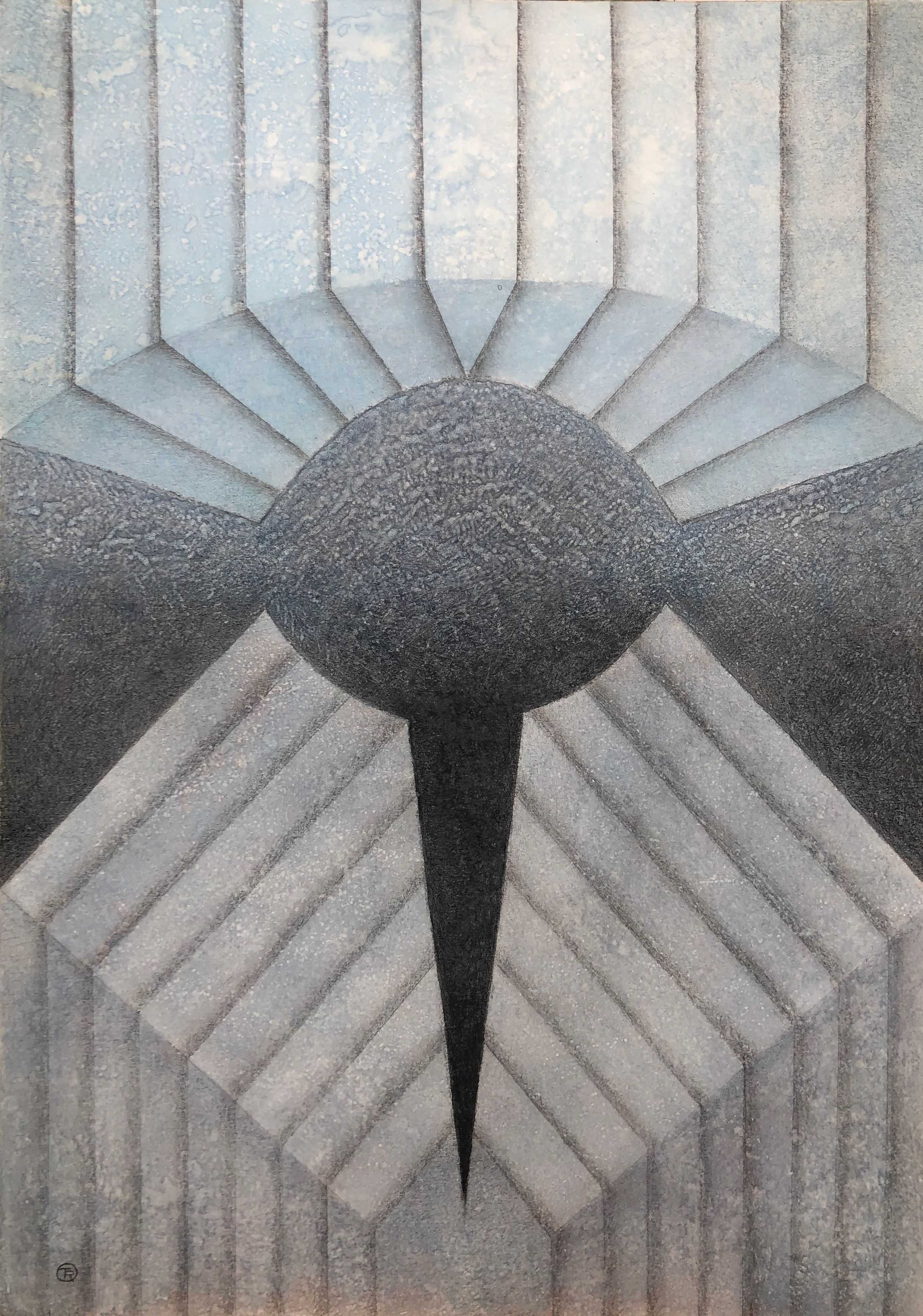 Linéaire, crayon et acrylique sur carton de Robert Thisens, 50 x 70 cm