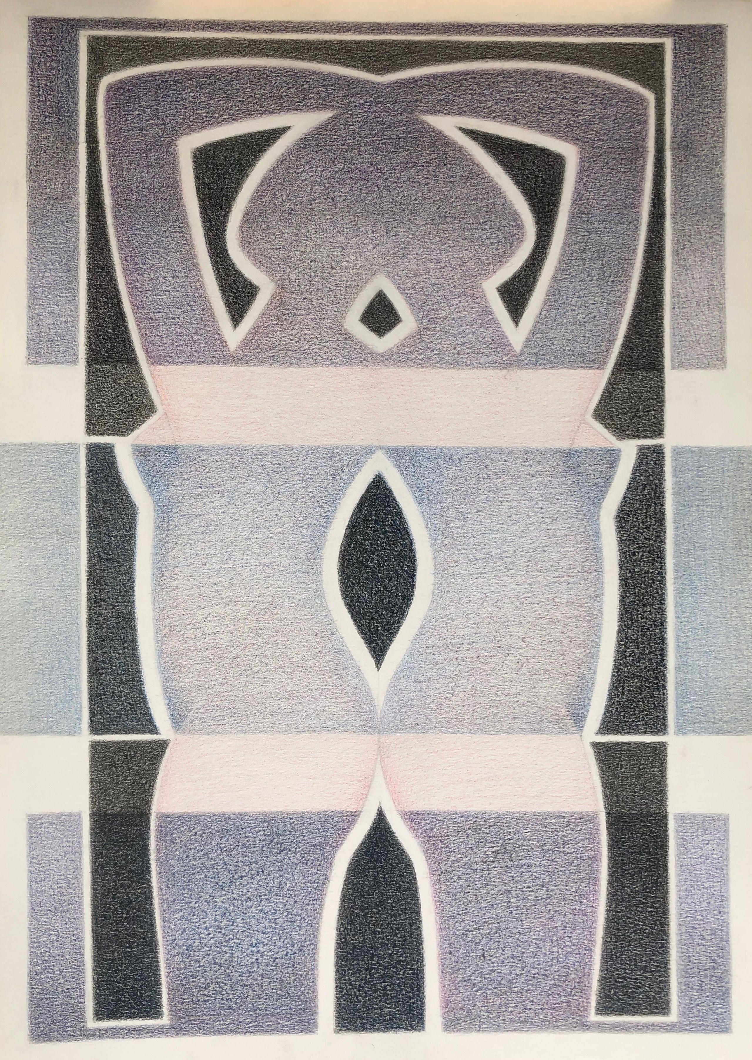 Dos a dos, crayon et acrylique sur carton de Robert Thisens, 50 x 70 cm