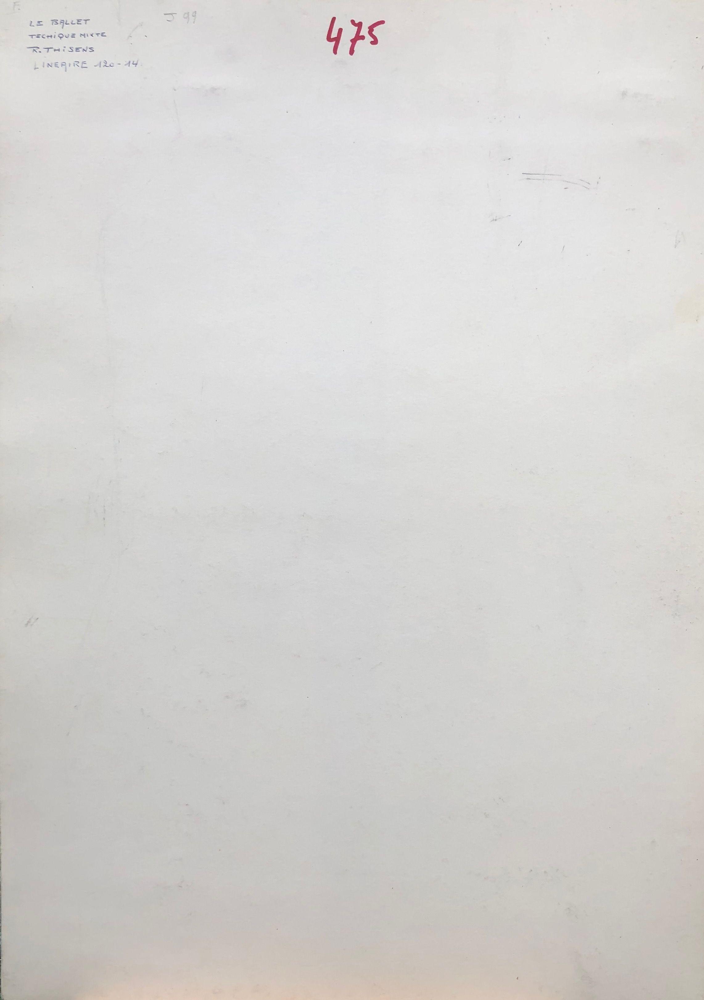 Lineaire le ballet, crayon et acrylique sur carton de Robert Thisens, 50 x 70 cm