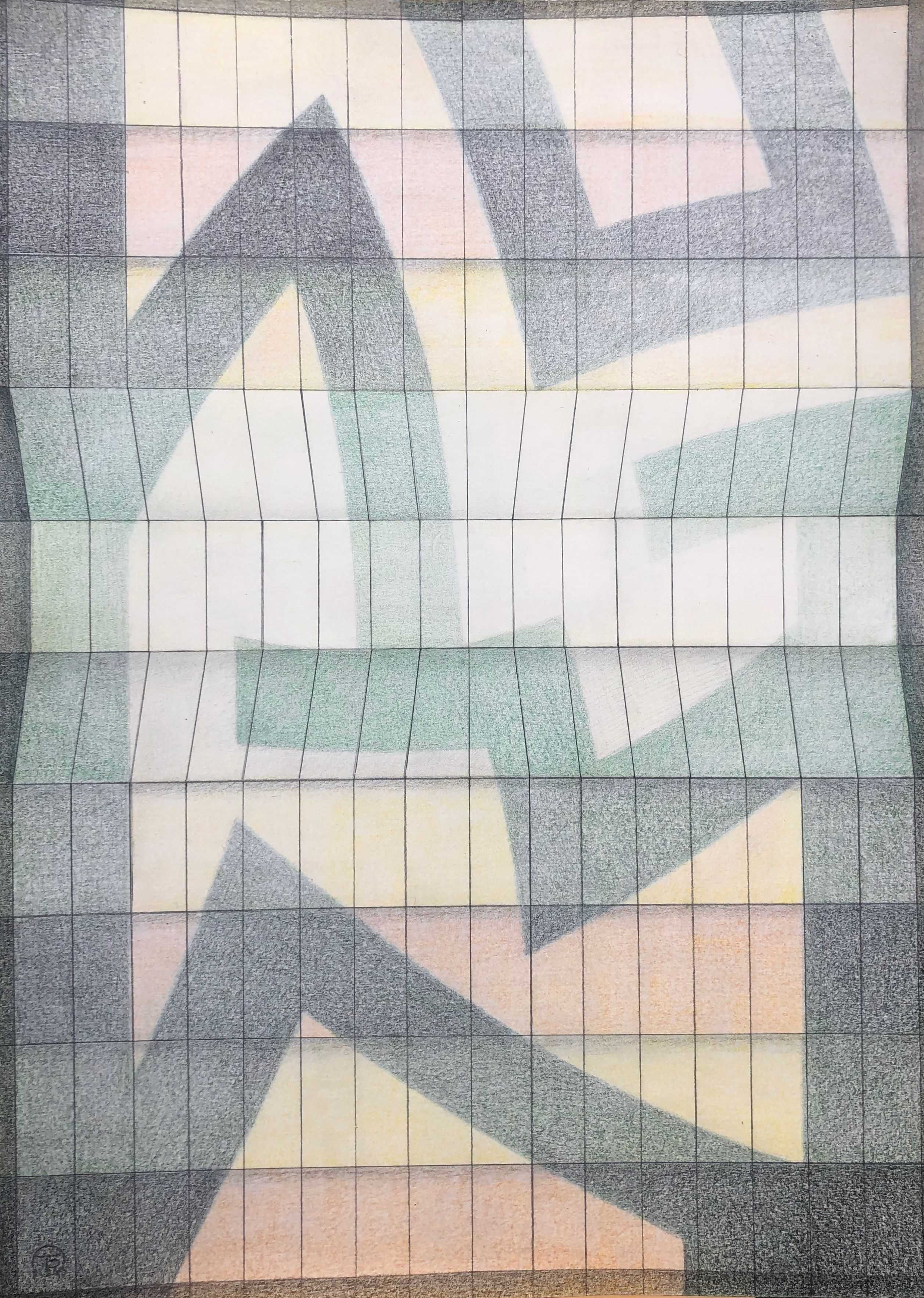 Linéaire, pastel gras sur carton de Robert Thisens, 50 x 70 cm