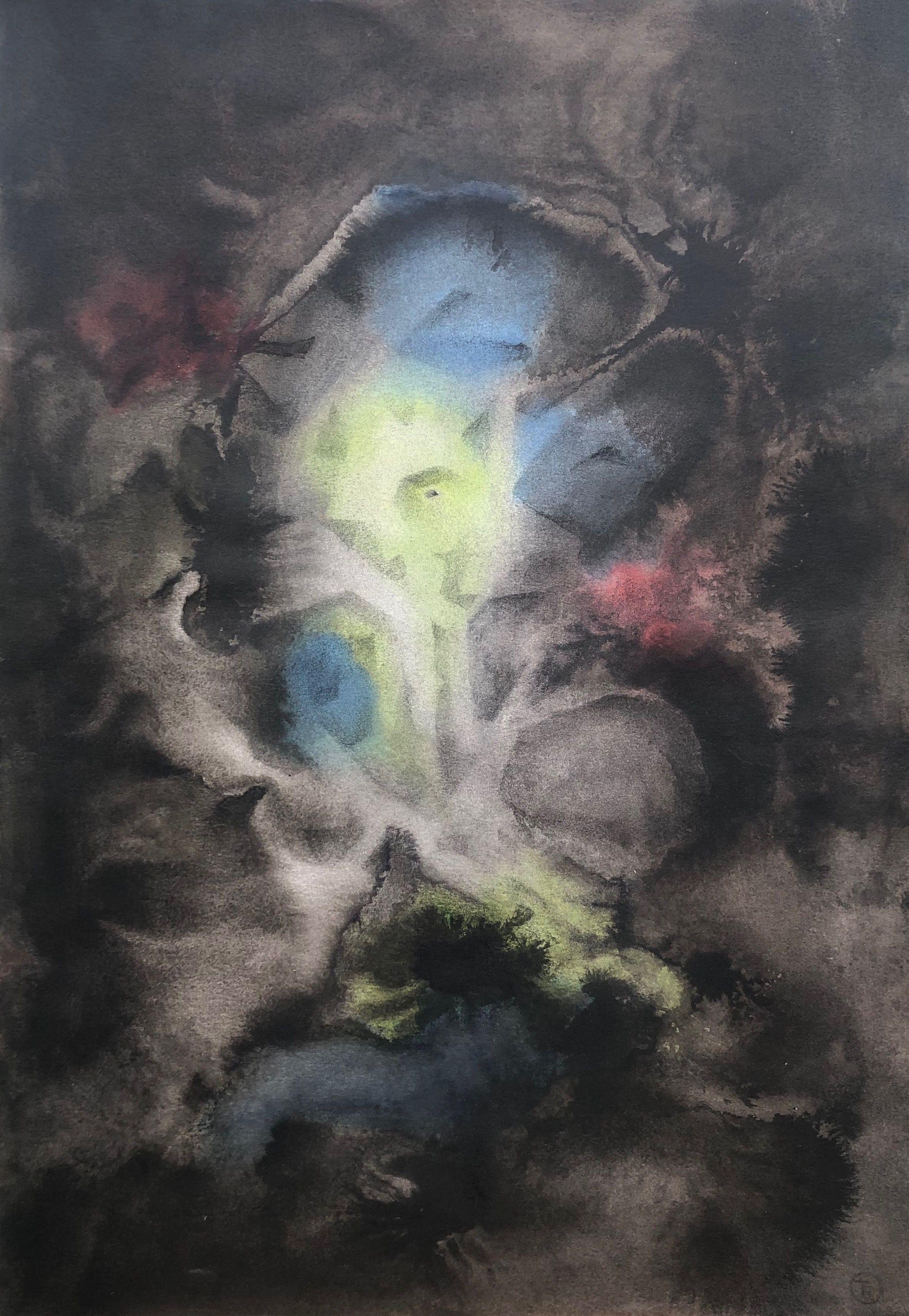 Incandescence, technique mixte sur carton de Robert Thisens, 50 x 70 cm