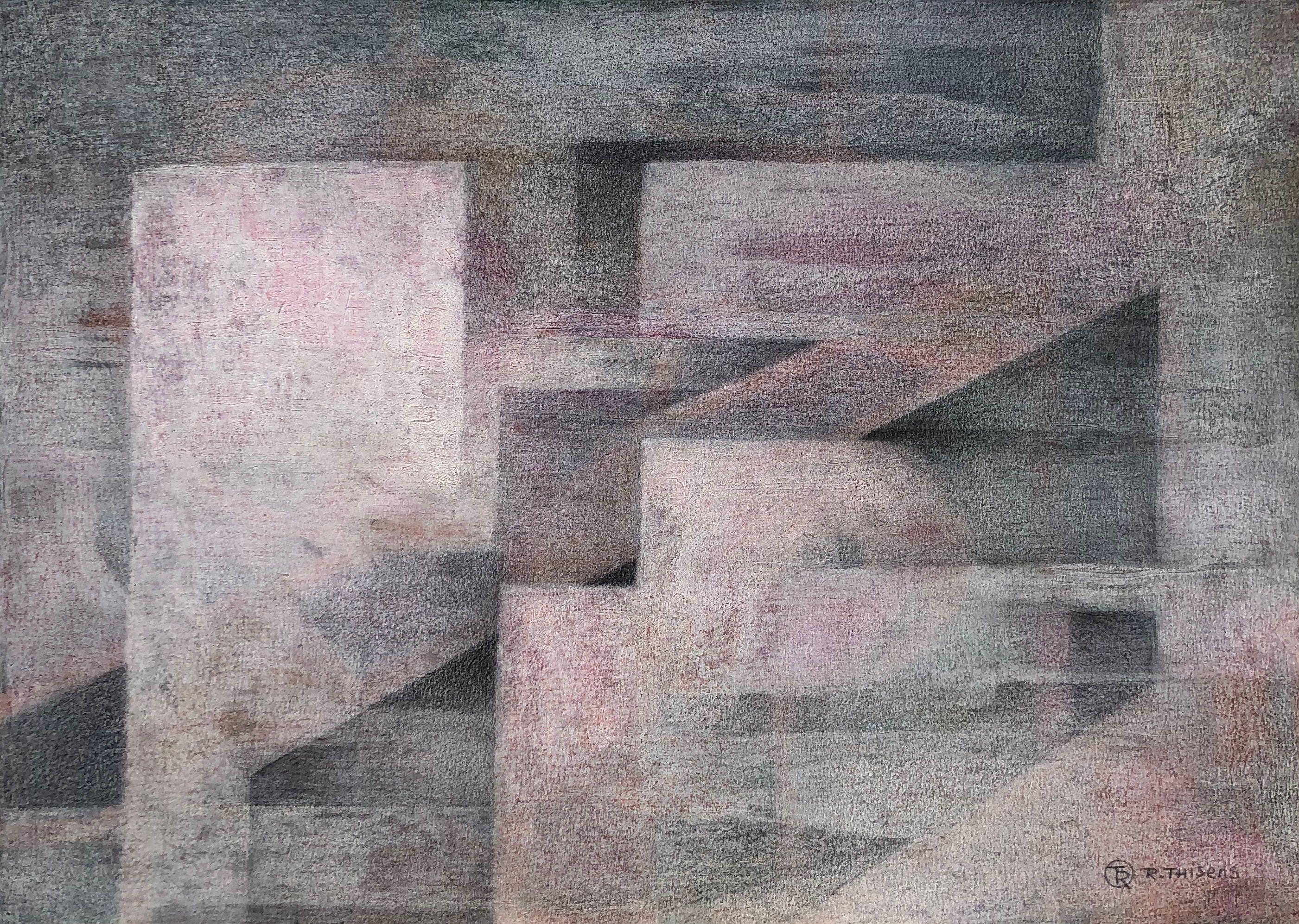 Subjectivite I, technique mixte sur carton de Robert Thisens, 50 x 70 cm