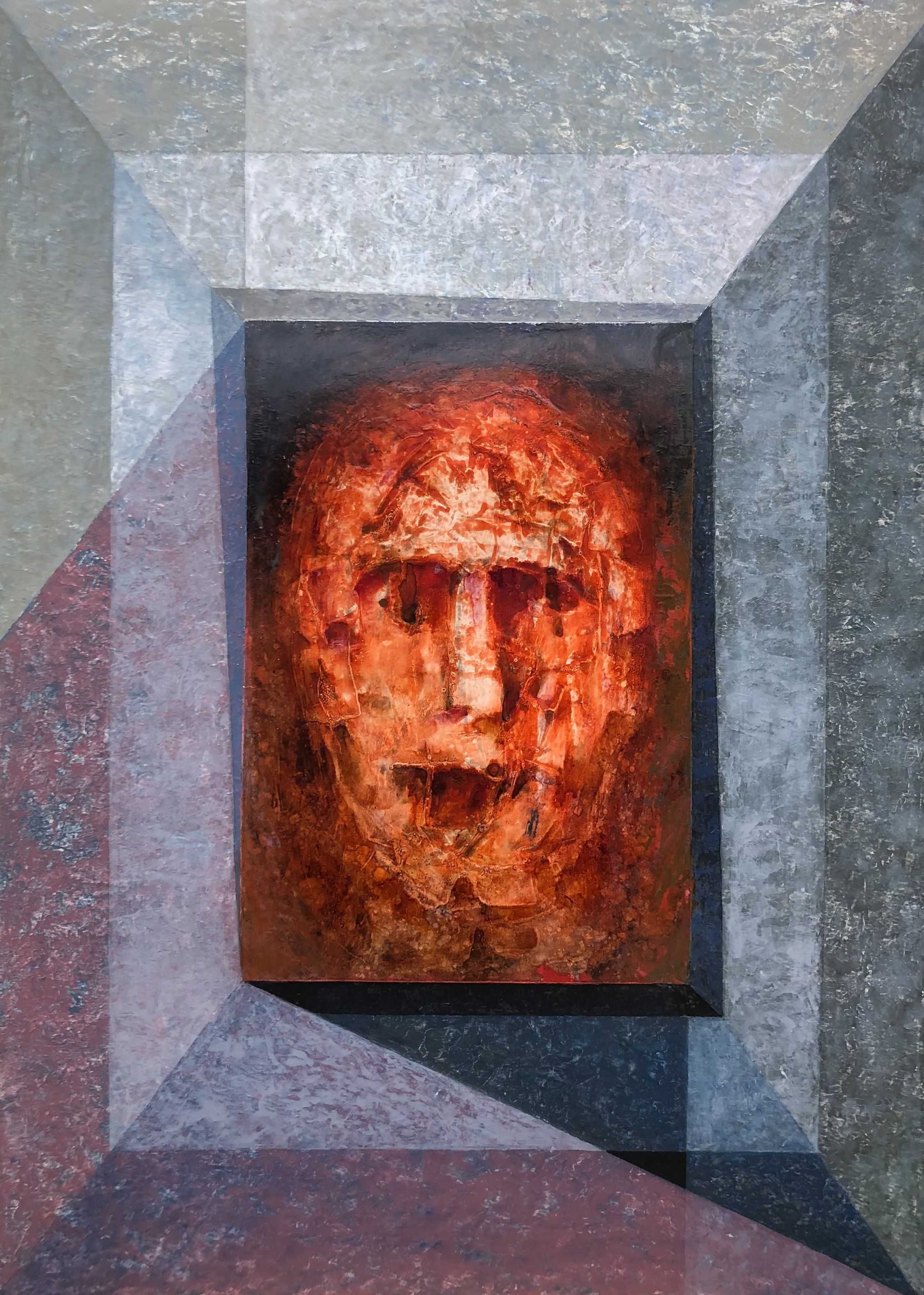 Masque, technique mixte sur carton de Robert Thisens, 50 x 70 cm