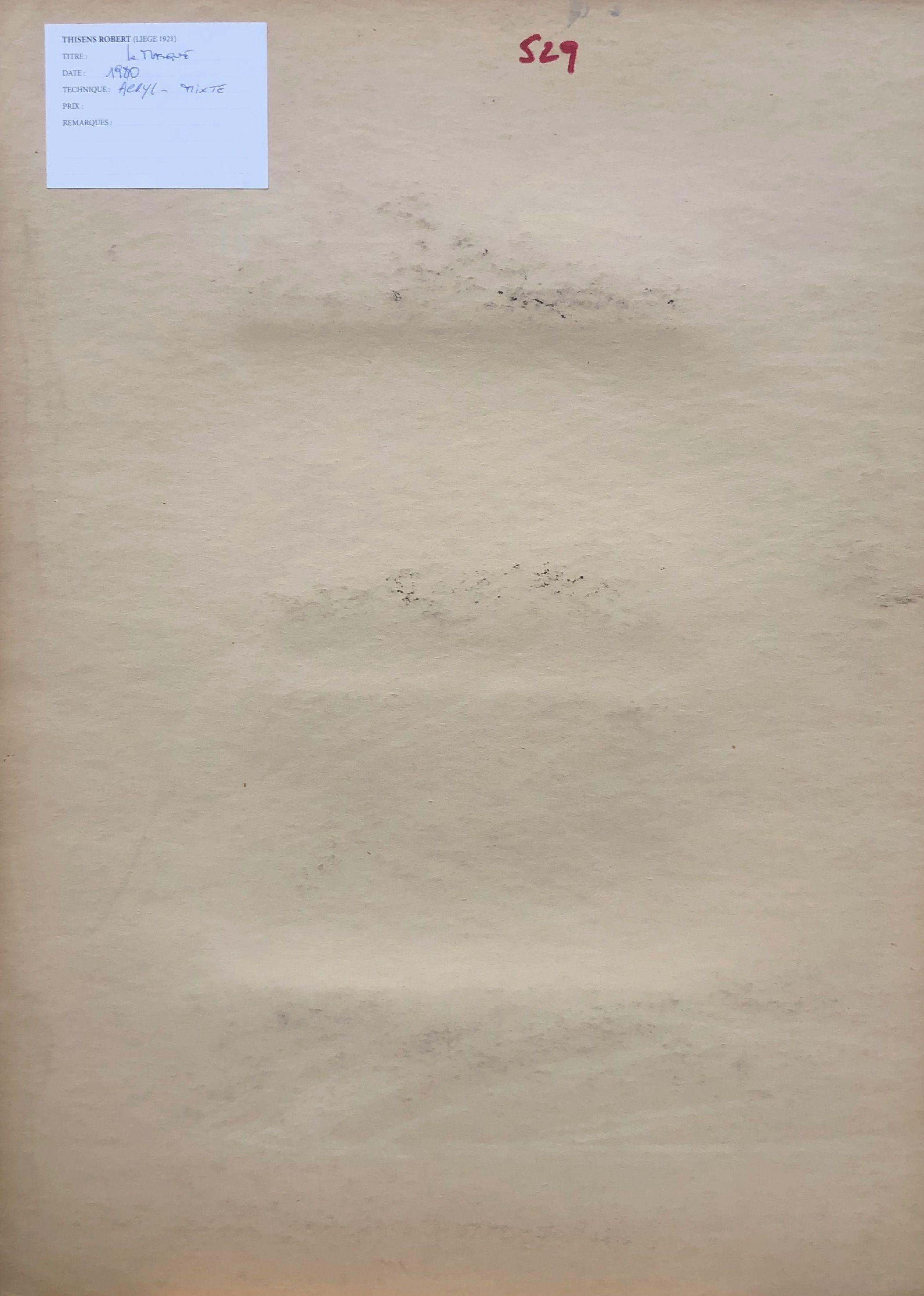 Masque, technique mixte sur carton de Robert Thisens, 50 x 70 cm — vue 2