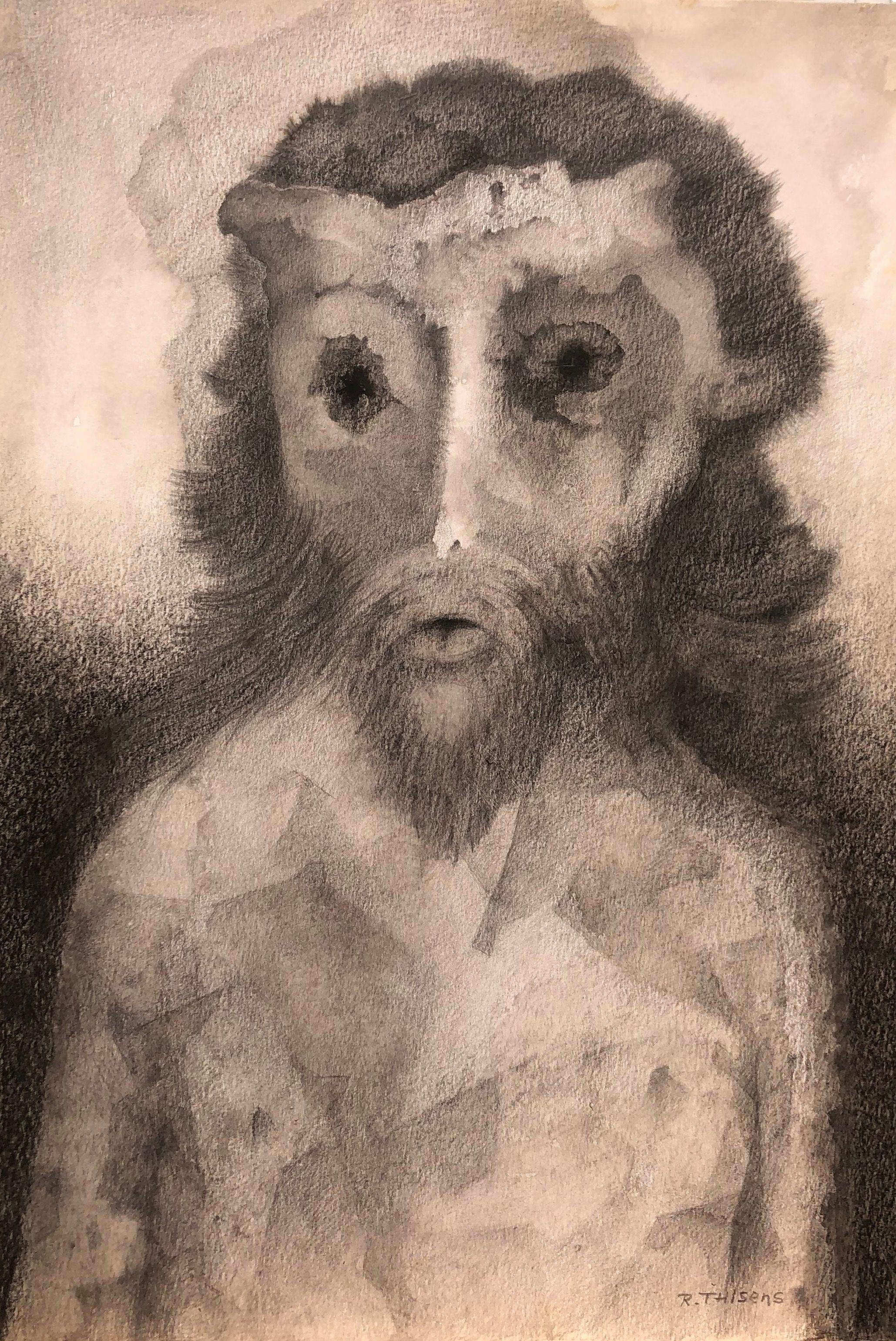 L'apôtre, mine de plomb et pastel gras sur carton de Robert Thisens, 35 x 50 cm — vue 2