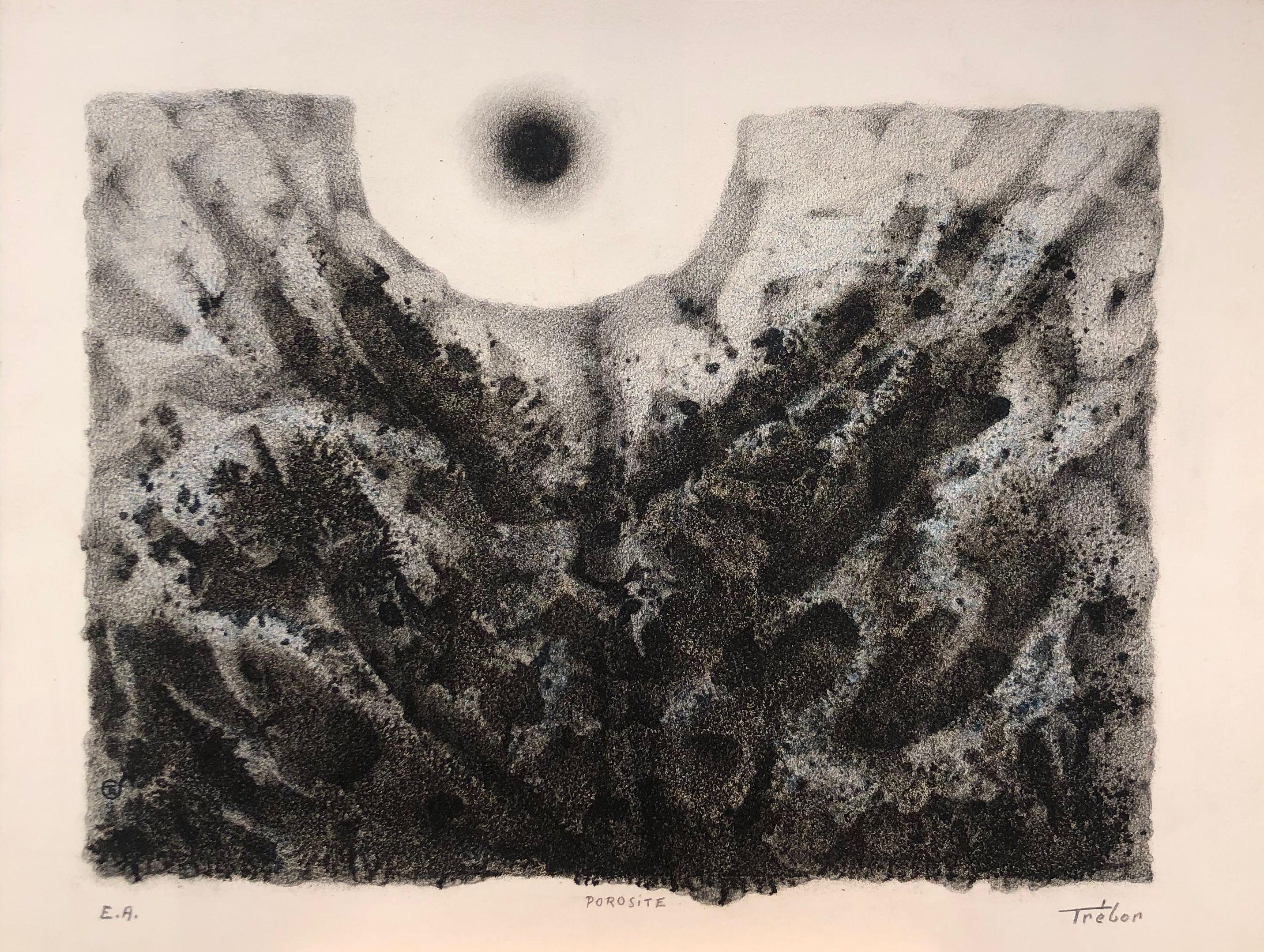 Lithographie porosité, rehaussée au pastel gras sur papier fort de Robert Thisens, 39 x 43 cm