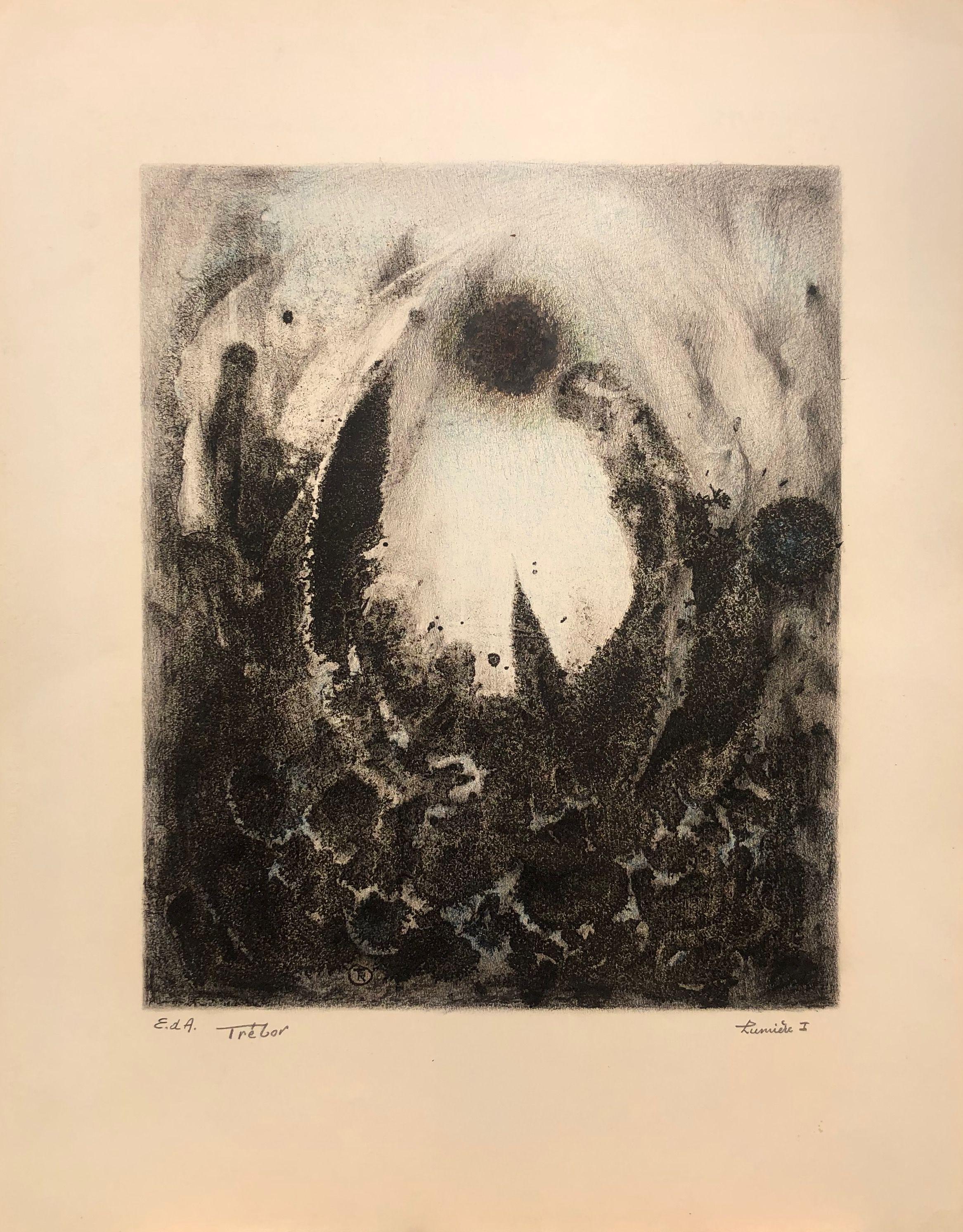 Lithographie lumiere 1, rehaussée au pastel gras sur papier fort de Robert Thisens, 39 x 43 cm